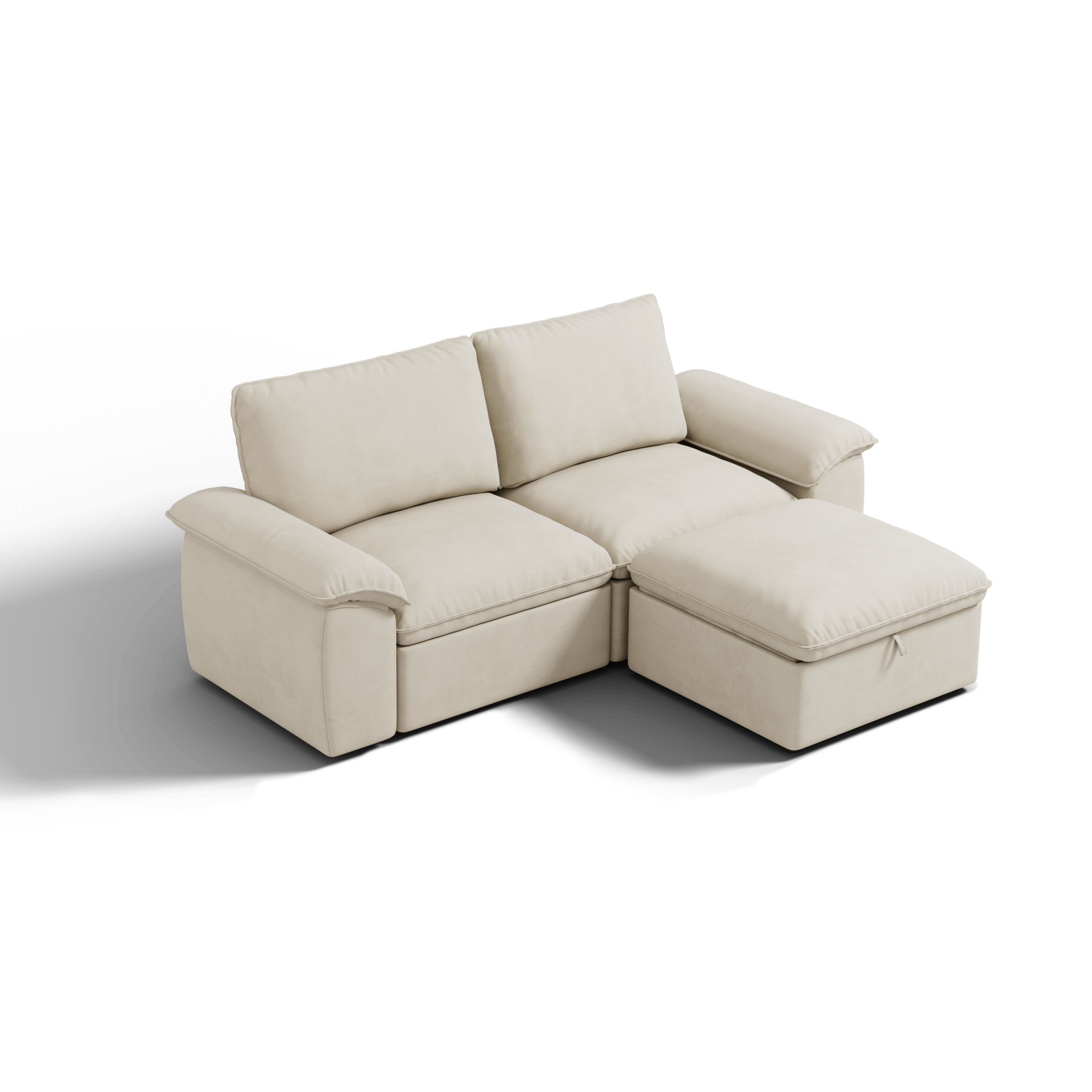 SOMA Origins II oat beige 3 seat modular recliner sofa with nap armrests and ottoman