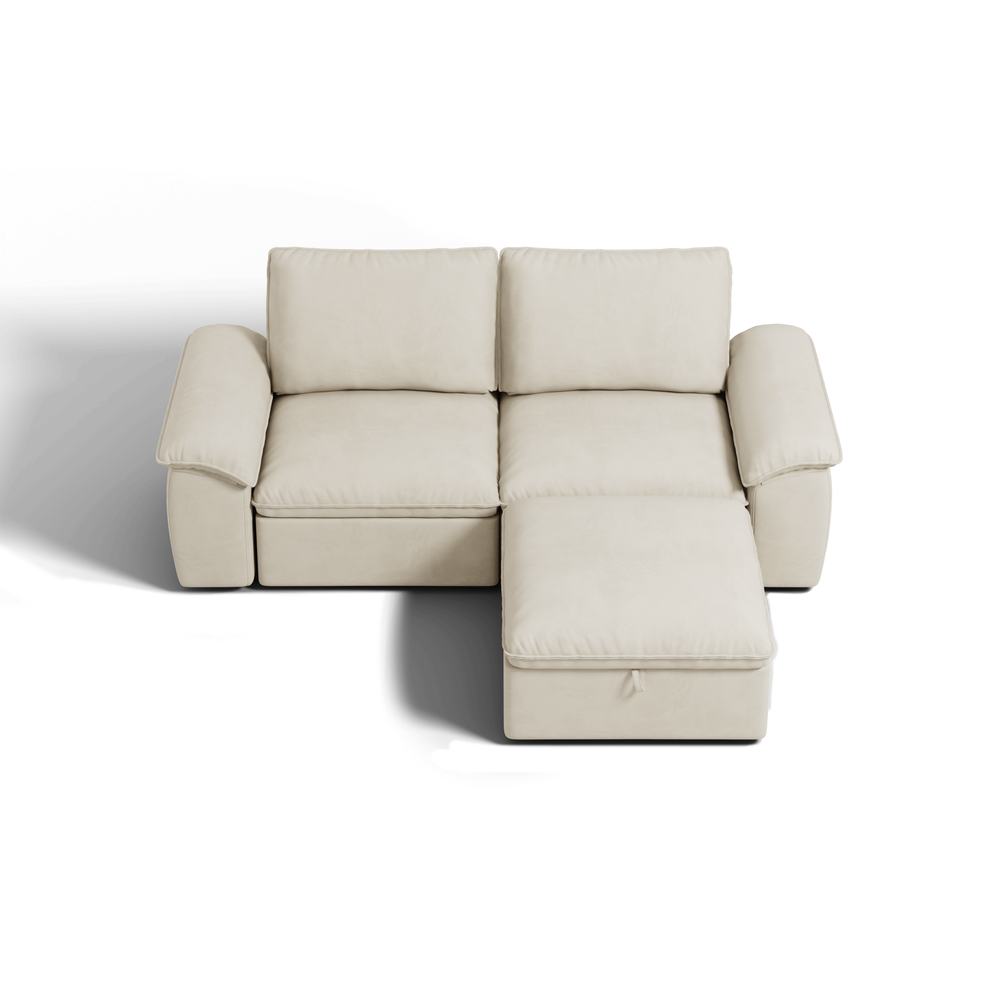 SOMA Origins II oat beige sofa bed layout with chaise and nap armrests