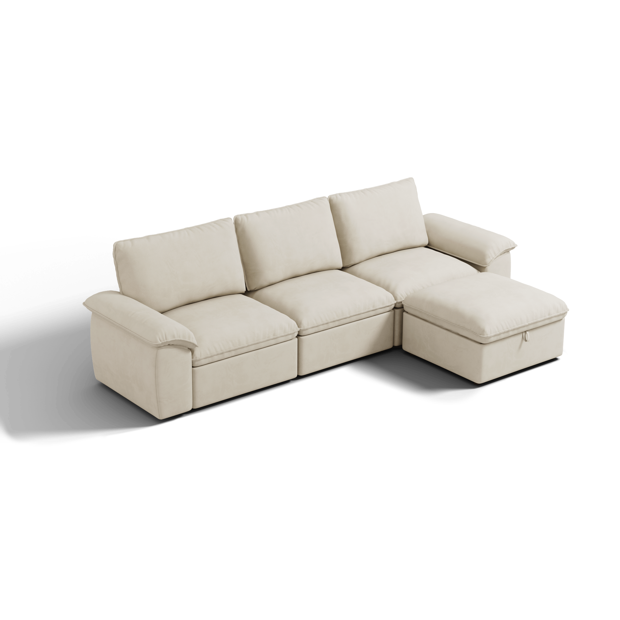 SOMA Origins II oat beige 4 seat L-shaped modular recliner sofa with nap armrests and ottoman