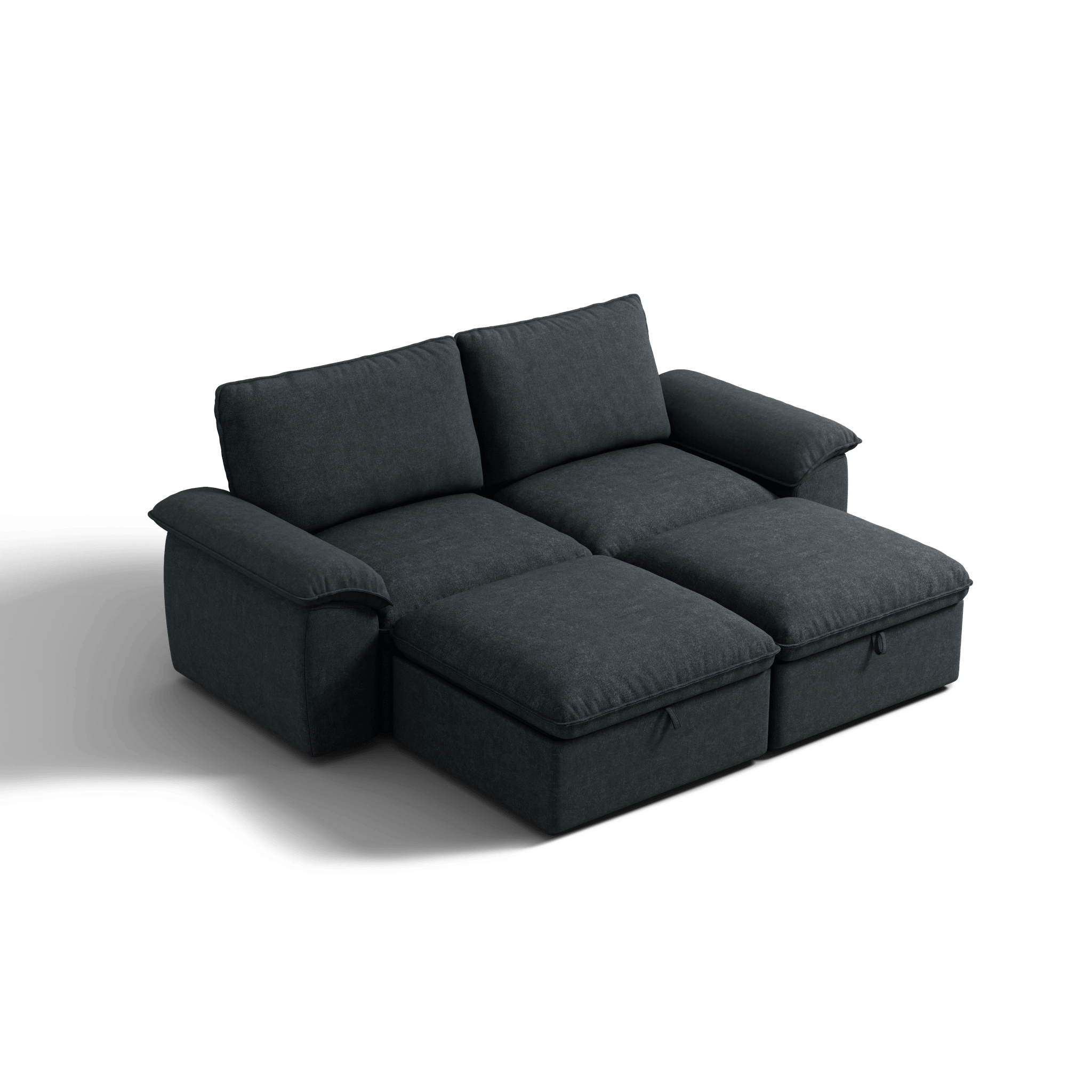 SOMA Origins II charcoal gray 4 seat modular recliner sofa with nap armrests and ottoman