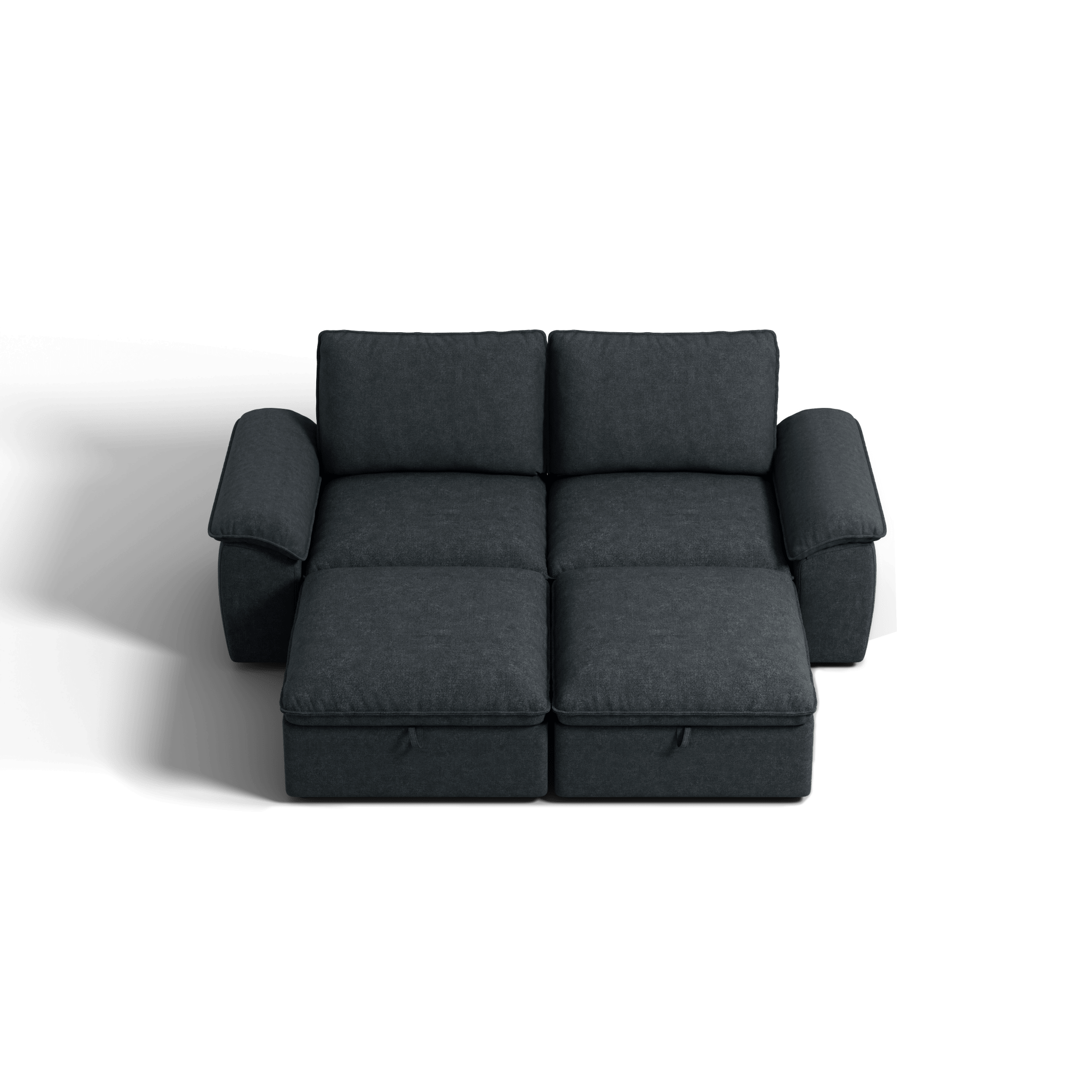 SOMA Origins II charcoal gray sofa bed layout with chaise and nap armrests