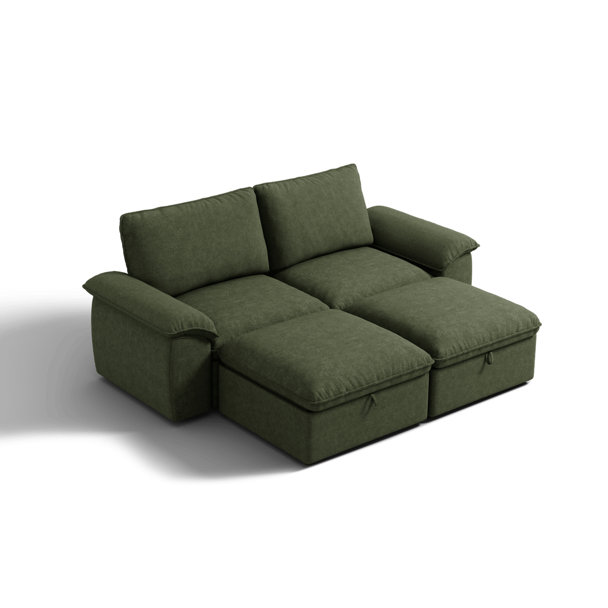 SOMA Origins II forest green 4 seat modular recliner sofa with nap armrests and ottoman