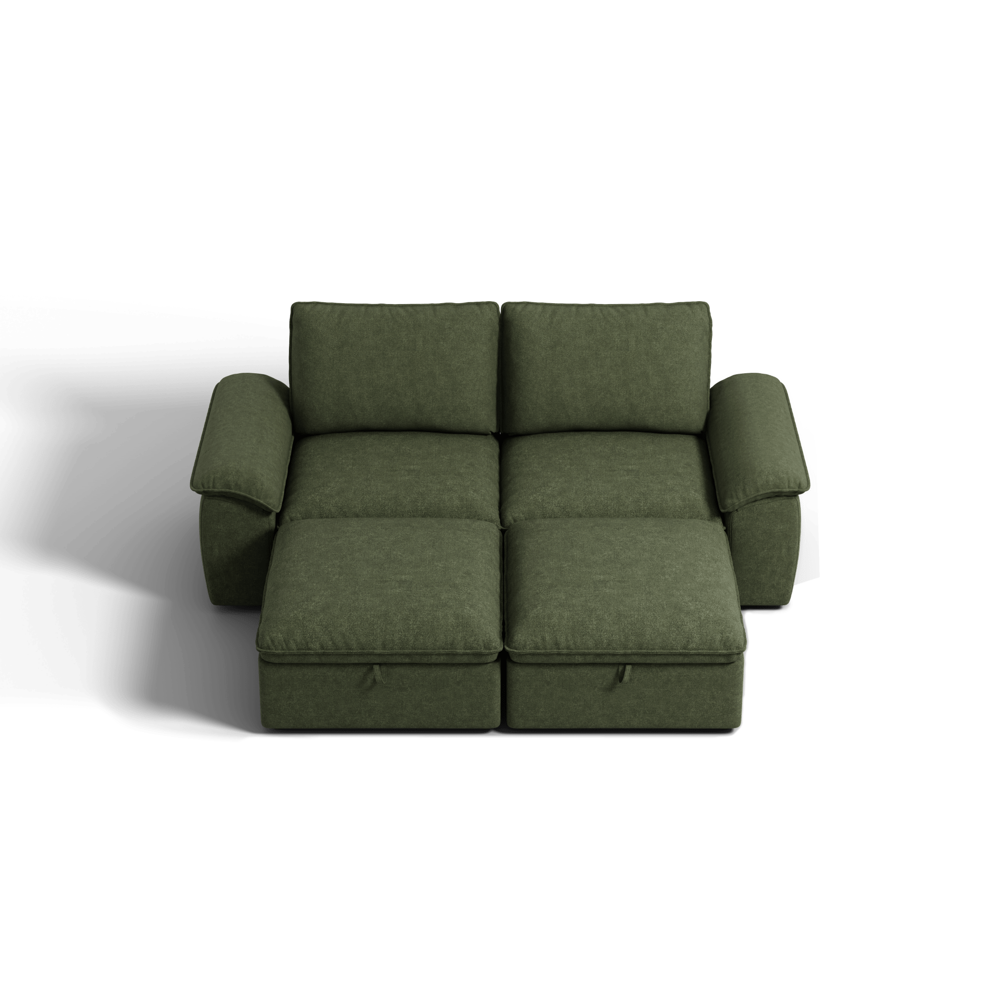 SOMA Origins II forest green sofa bed layout with chaise and nap armrests