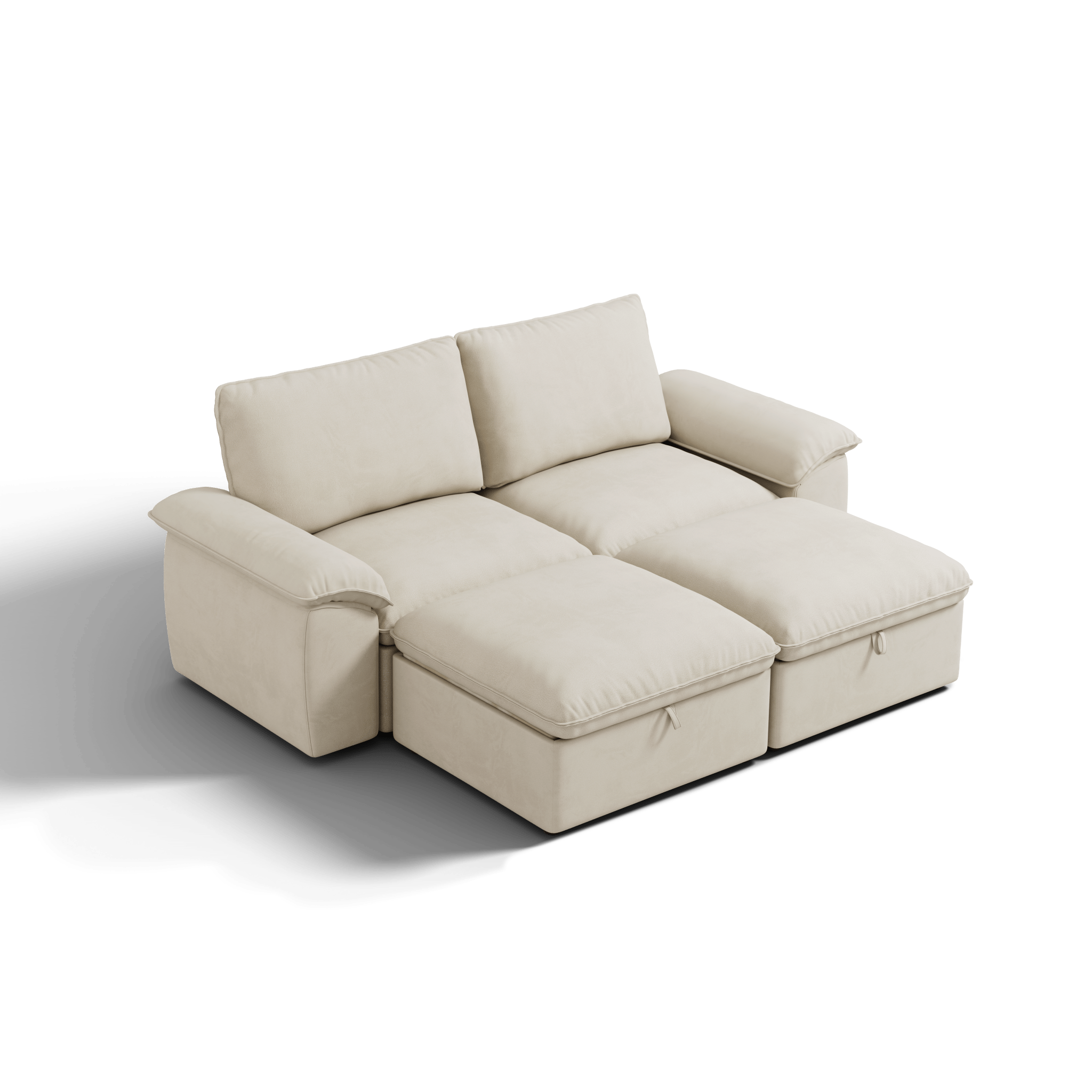 SOMA Origins II oat beige 4 seat modular recliner sofa with nap armrests and ottoman