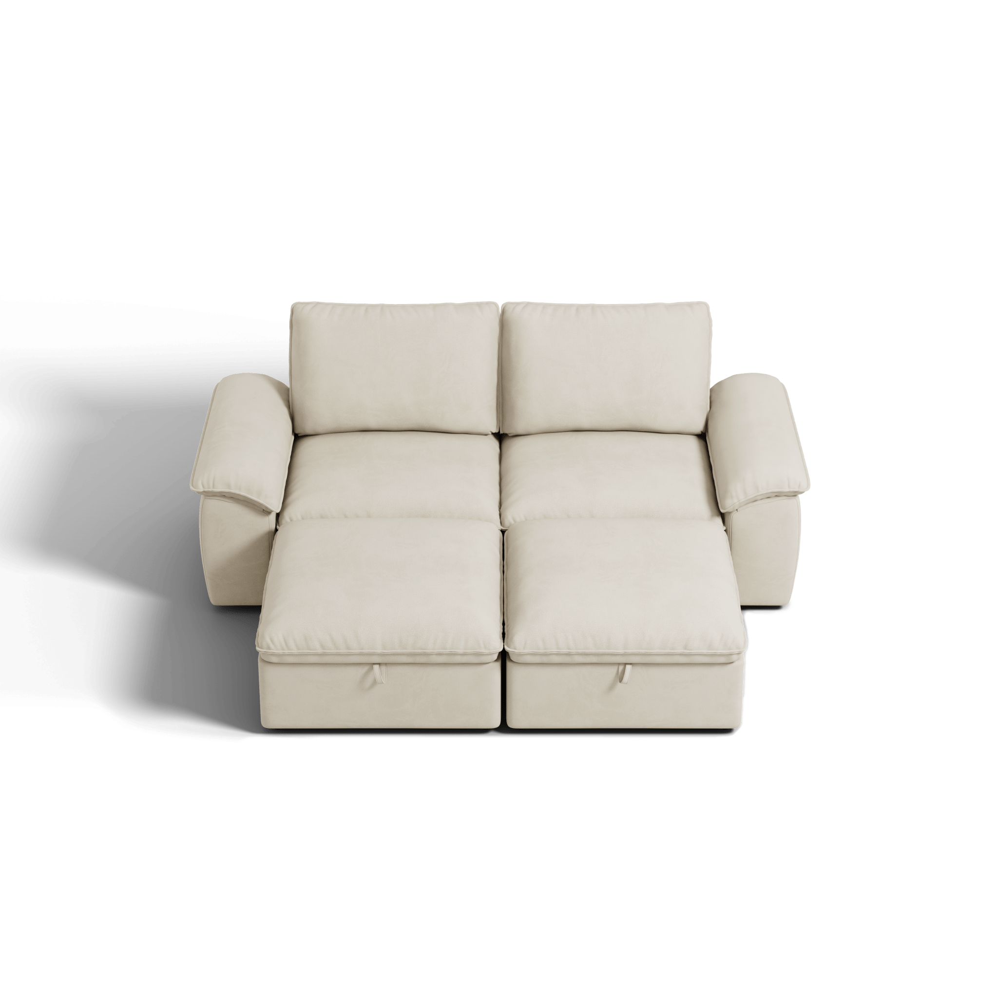 SOMA Origins II oat beige sofa bed layout with chaise and nap armrests