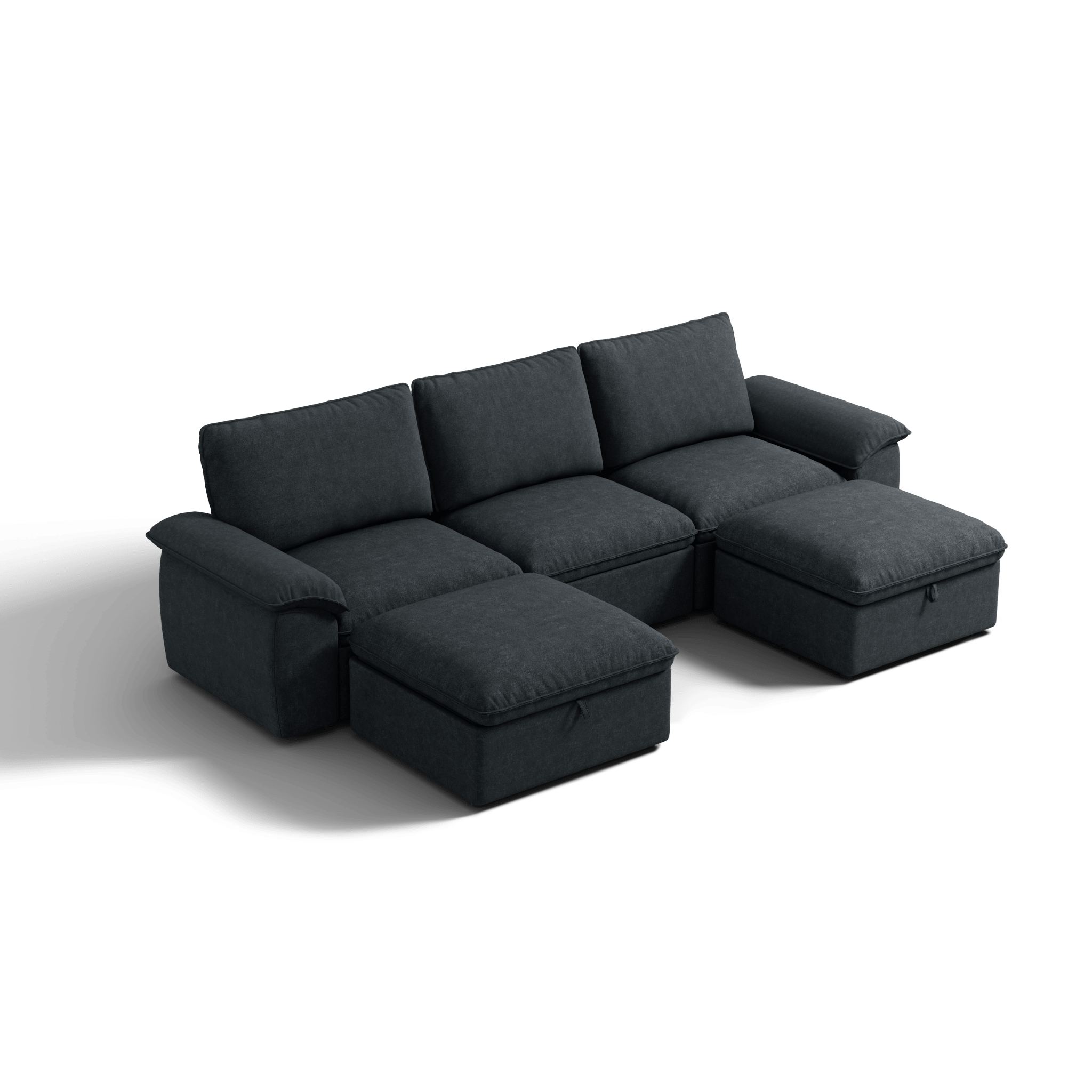 SOMA Origins II charcoal gray 5 seat U-shaped modular recliner sofa with nap armrests and ottoman