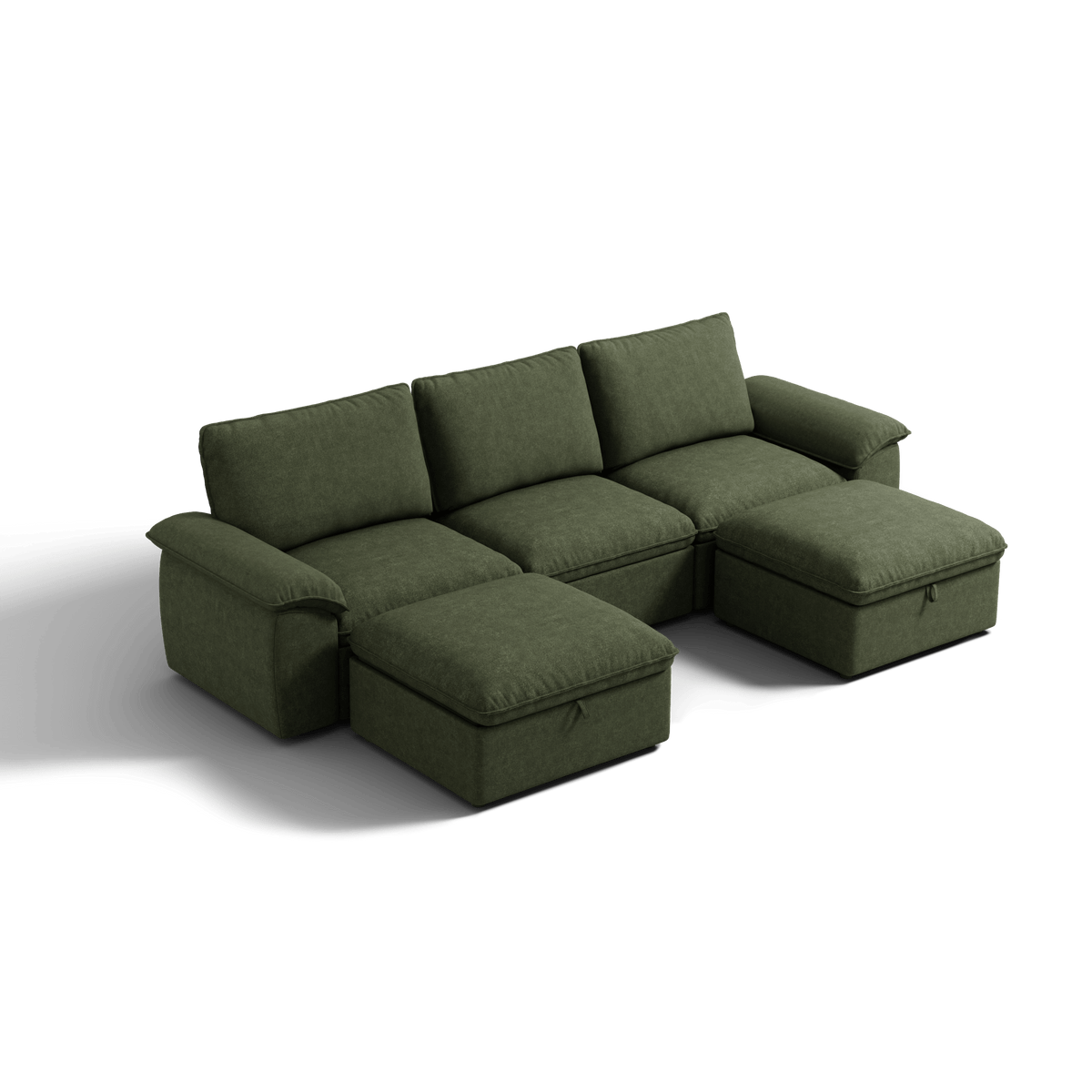 SOMA Origins II forest green 5 seat U-shaped modular recliner sofa with nap armrests and ottoman