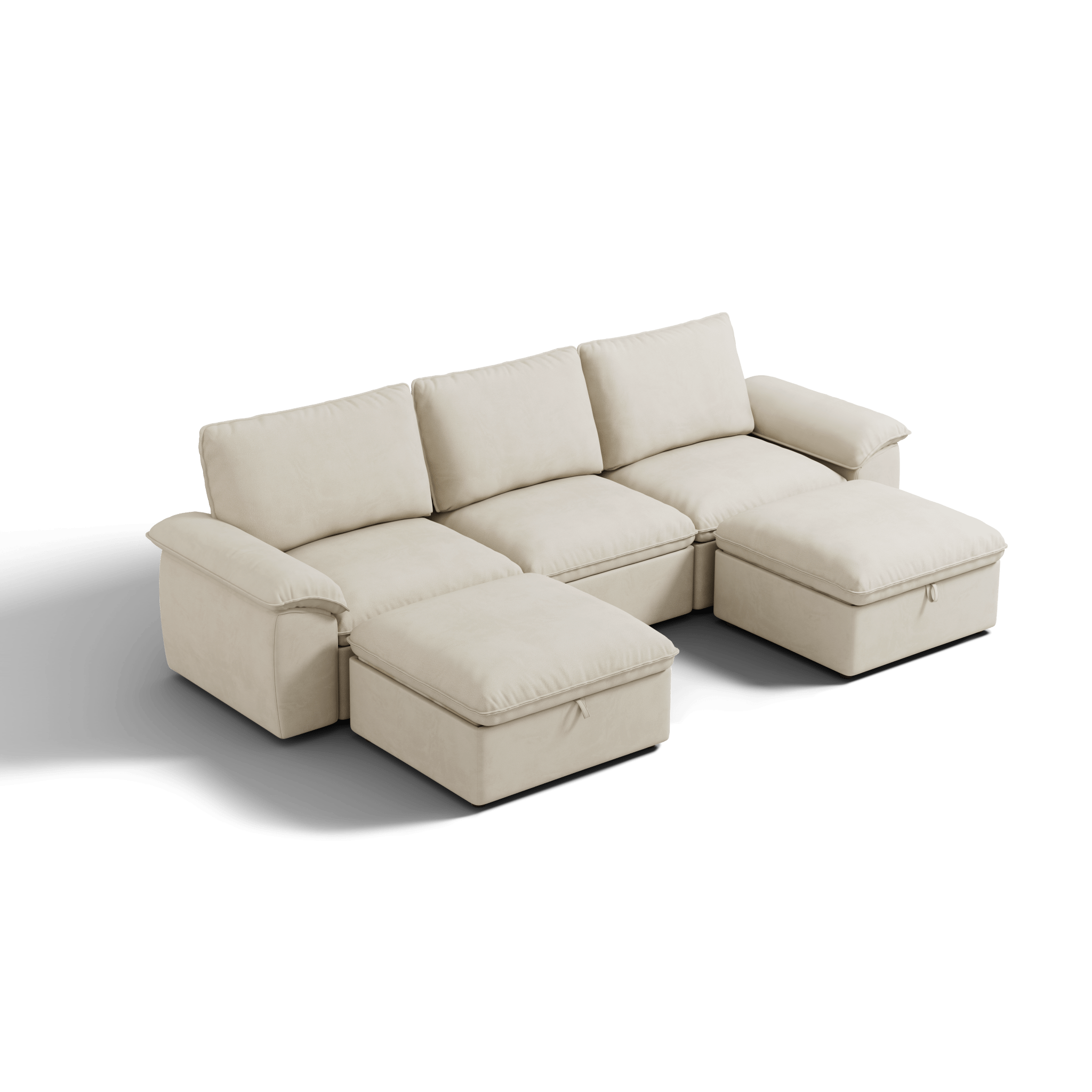 SOMA Origins II oat beige 5 seat U-shaped modular recliner sofa with nap armrests and ottoman