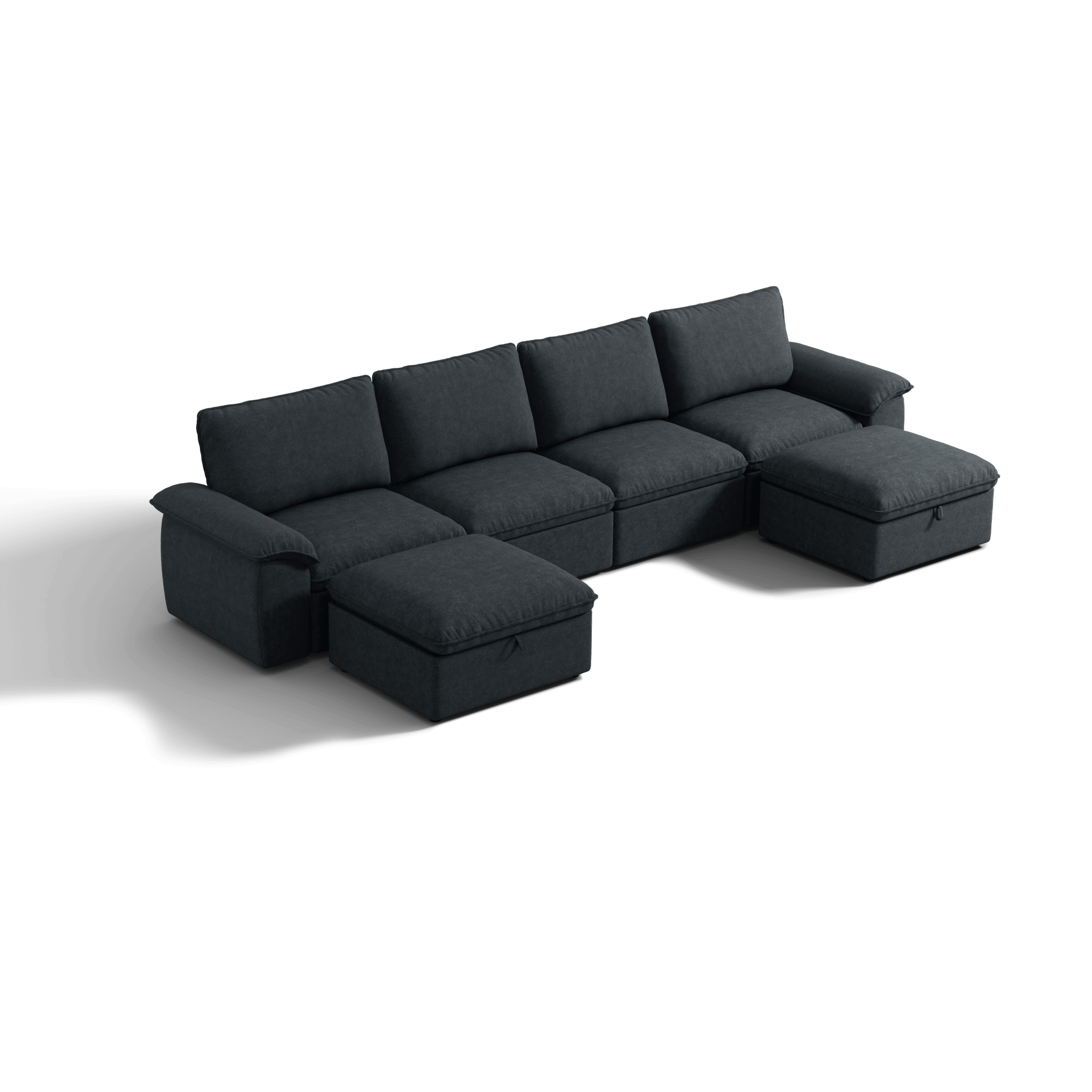 SOMA Origins II charcoal gray 6 seat U-shaped modular recliner sofa with nap armrests and ottoman