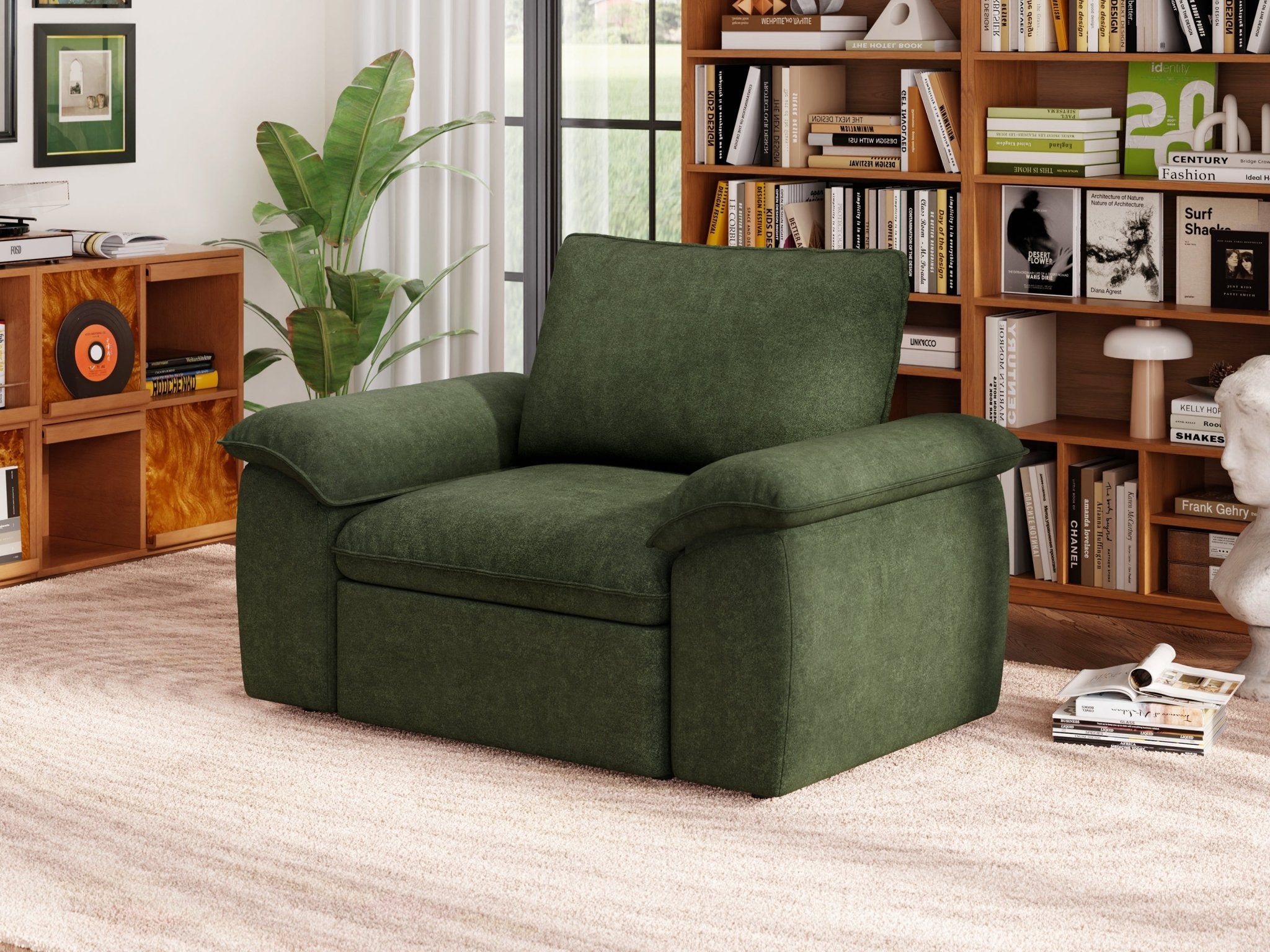 SOMA Origins II forest green 1 seat modular armchair with nap armrests