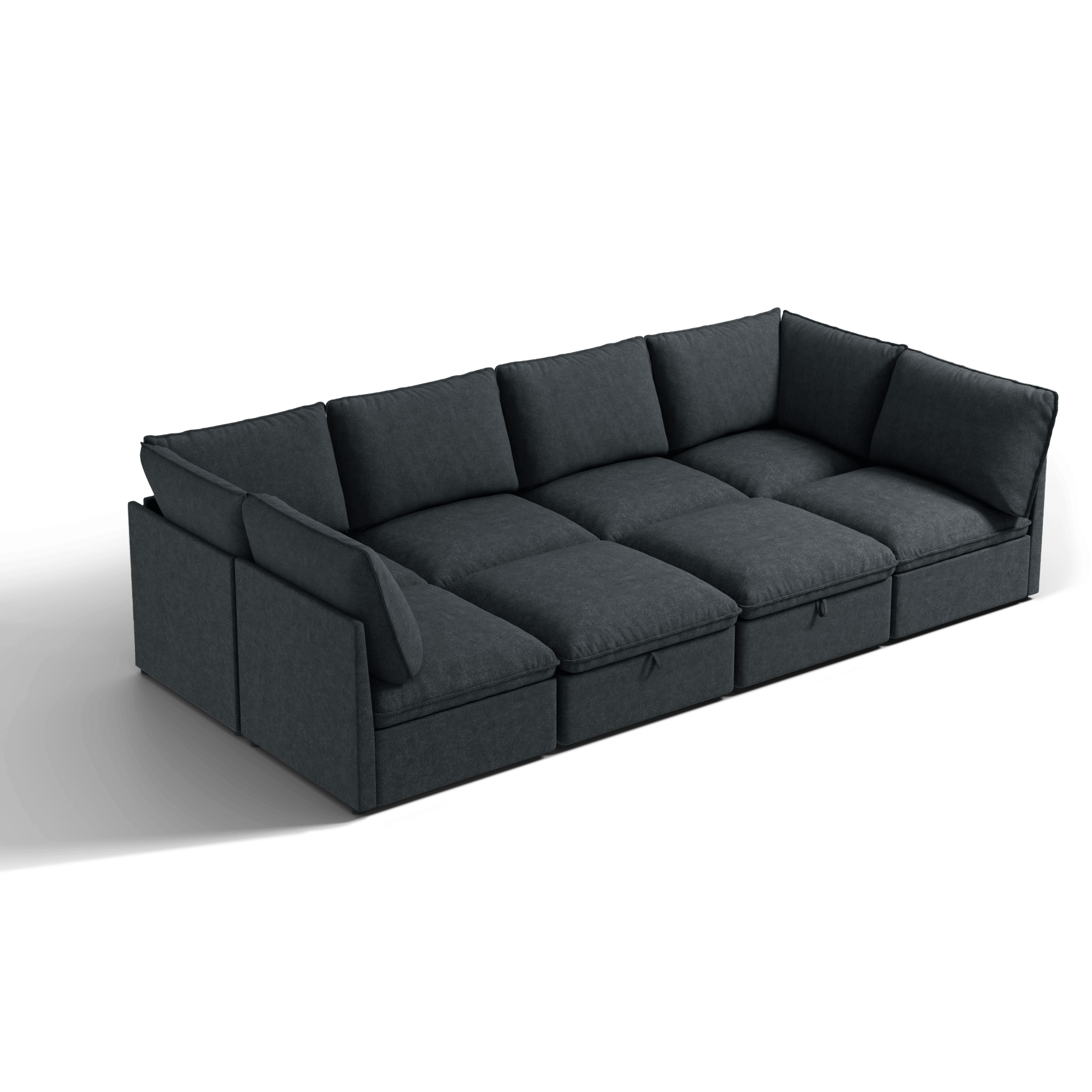 SOMA Origins I charcoal gray 8 seat modular sleeper sofa with two ottomans