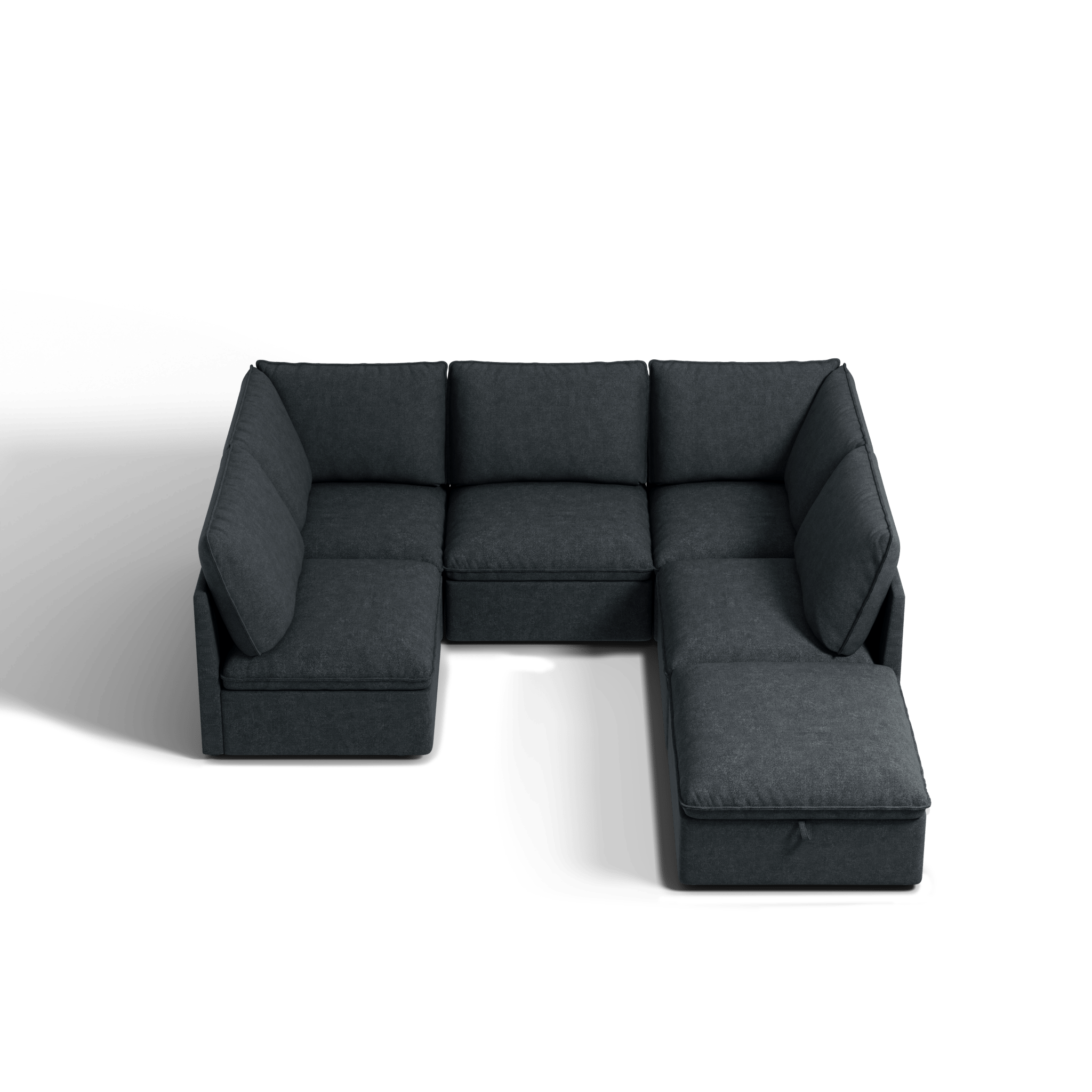 SOMA Origins I charcoal gray L-shaped modular sofa with chaise ottoman and corner seat