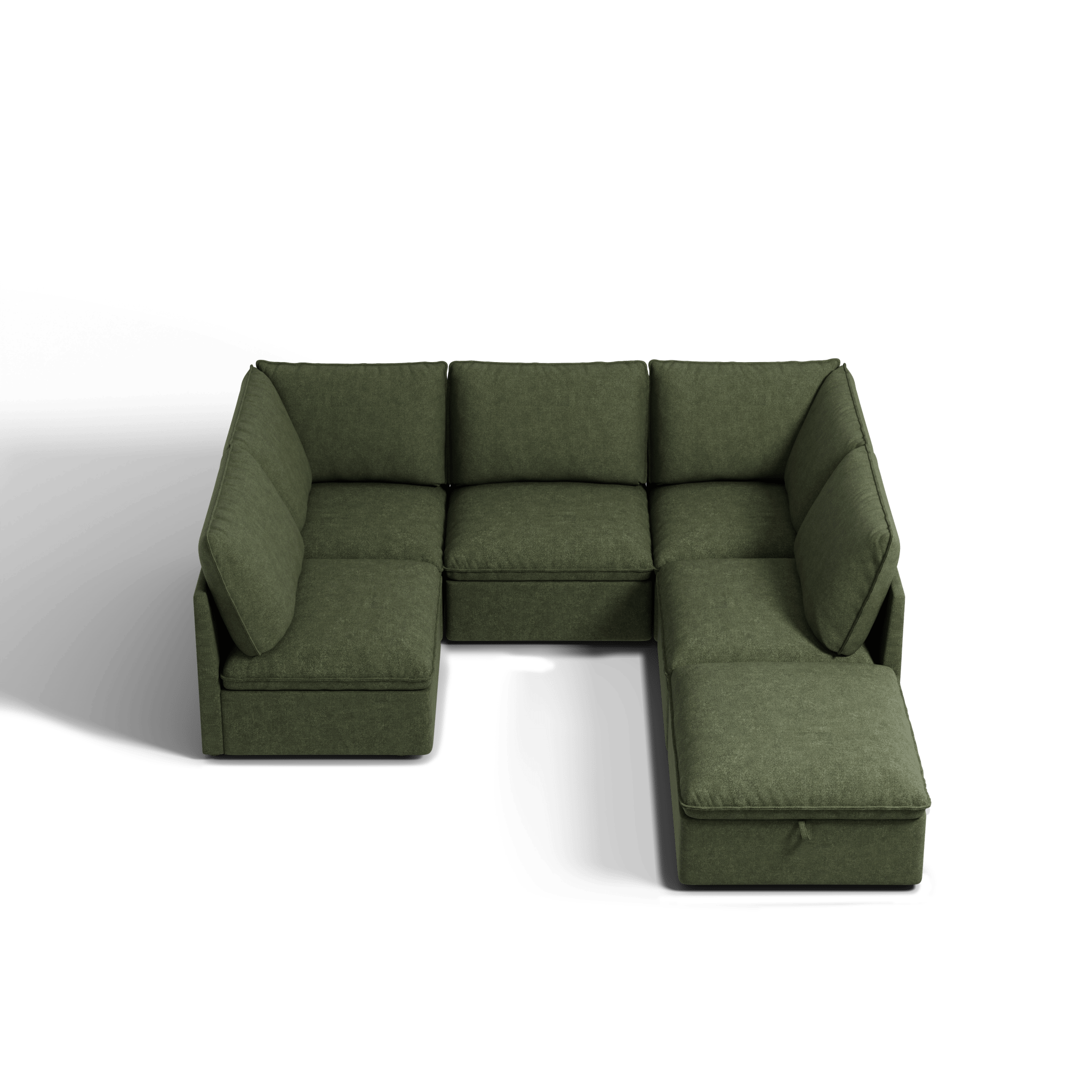 SOMA Origins I forest green L-shaped modular sofa with chaise ottoman and corner seat
