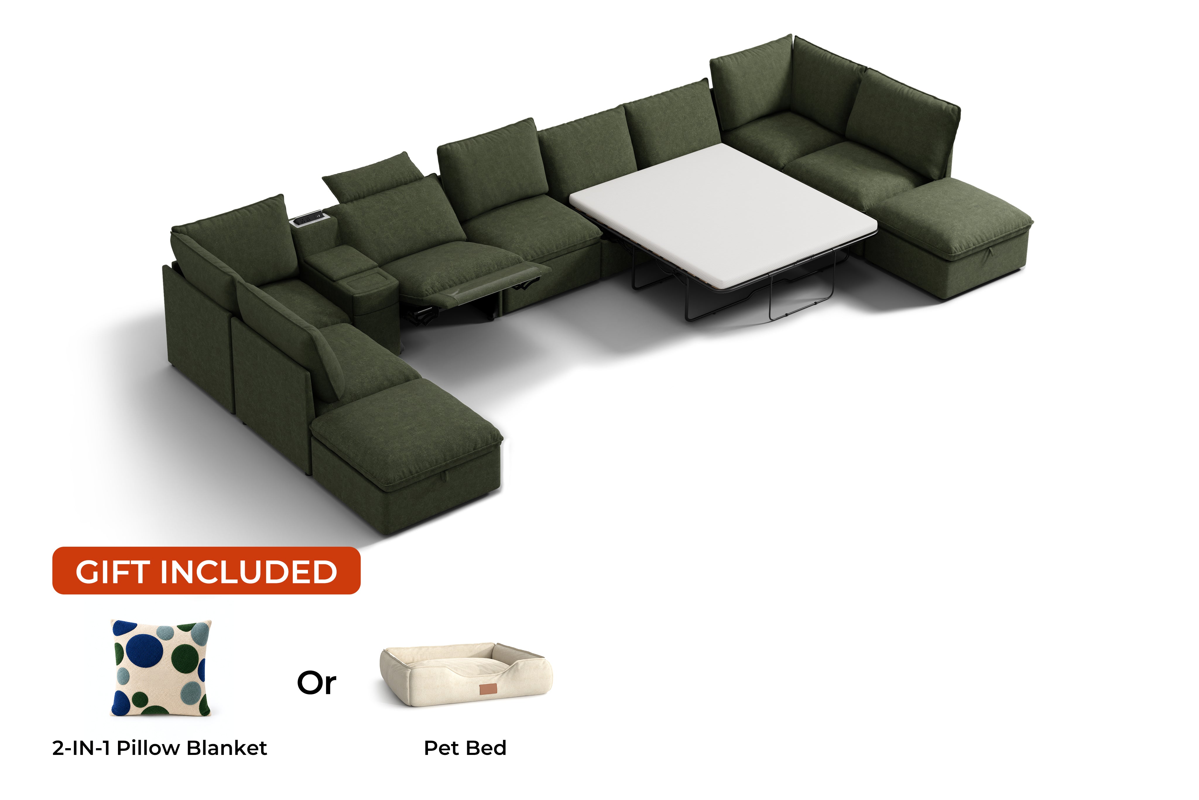 SOMA Oasis I 10 Seat L-shaped Versatile Recliner, with Hidden Sofa Bed
