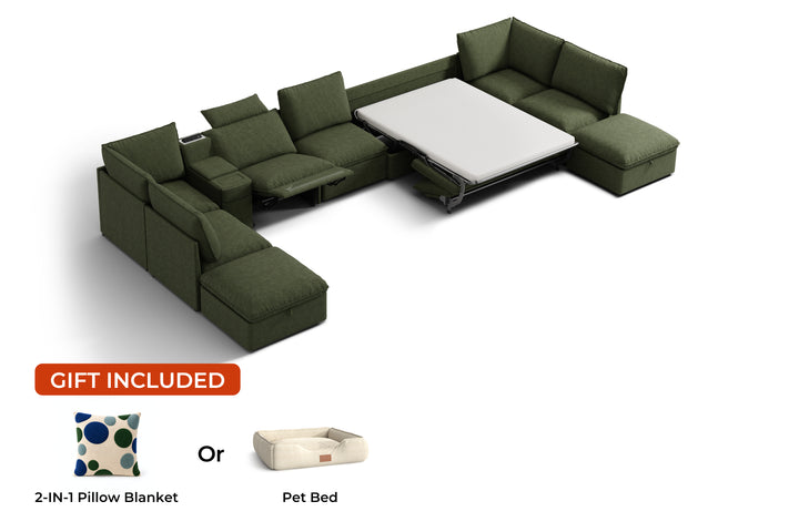 SOMA Oasis II 10 Seat L-shaped Versatile Recliner, with Hidden One-pull Sofa Bed