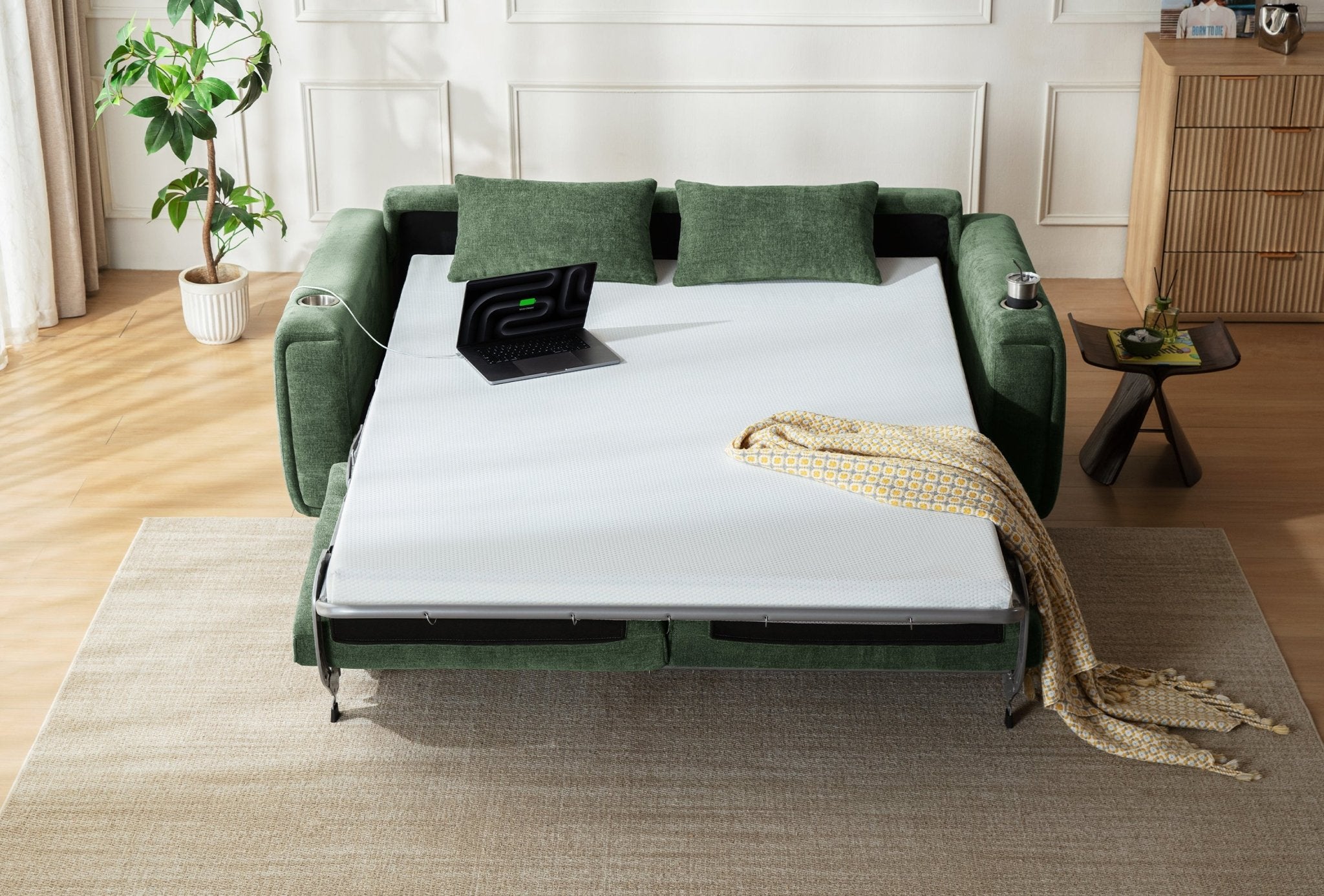 LUMI 2 - in - 1 Queen Sleeper Sofa with One - Pull Bed, USB Charging & RGB