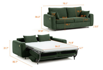 LUMI 2 - in - 1 Queen Sleeper Sofa with One - Pull Bed, USB Charging & RGB