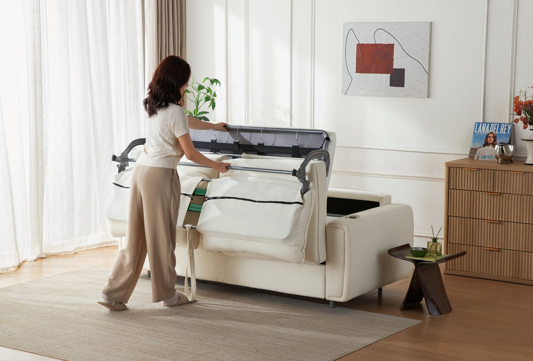 LUMI 2 - in - 1 Queen Sleeper Sofa with One - Pull Bed, USB Charging & RGB