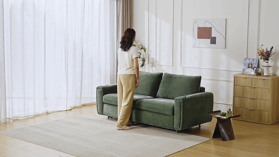 LUMI 2 - in - 1 Queen Sleeper Sofa with One - Pull Bed, USB Charging & RGB