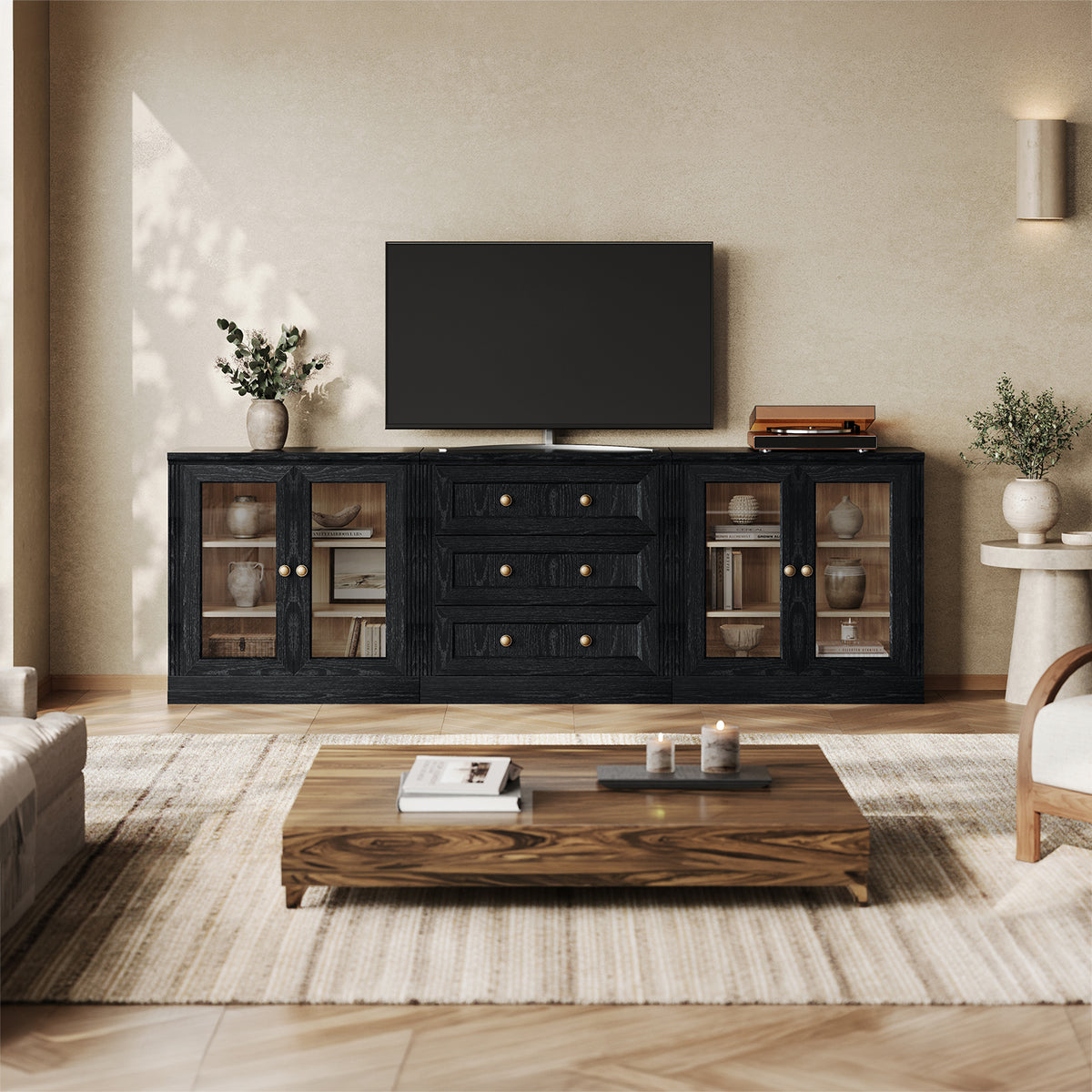 MONOS 3-Piece Modular Base Cabinet Set – Display + Drawer + Display