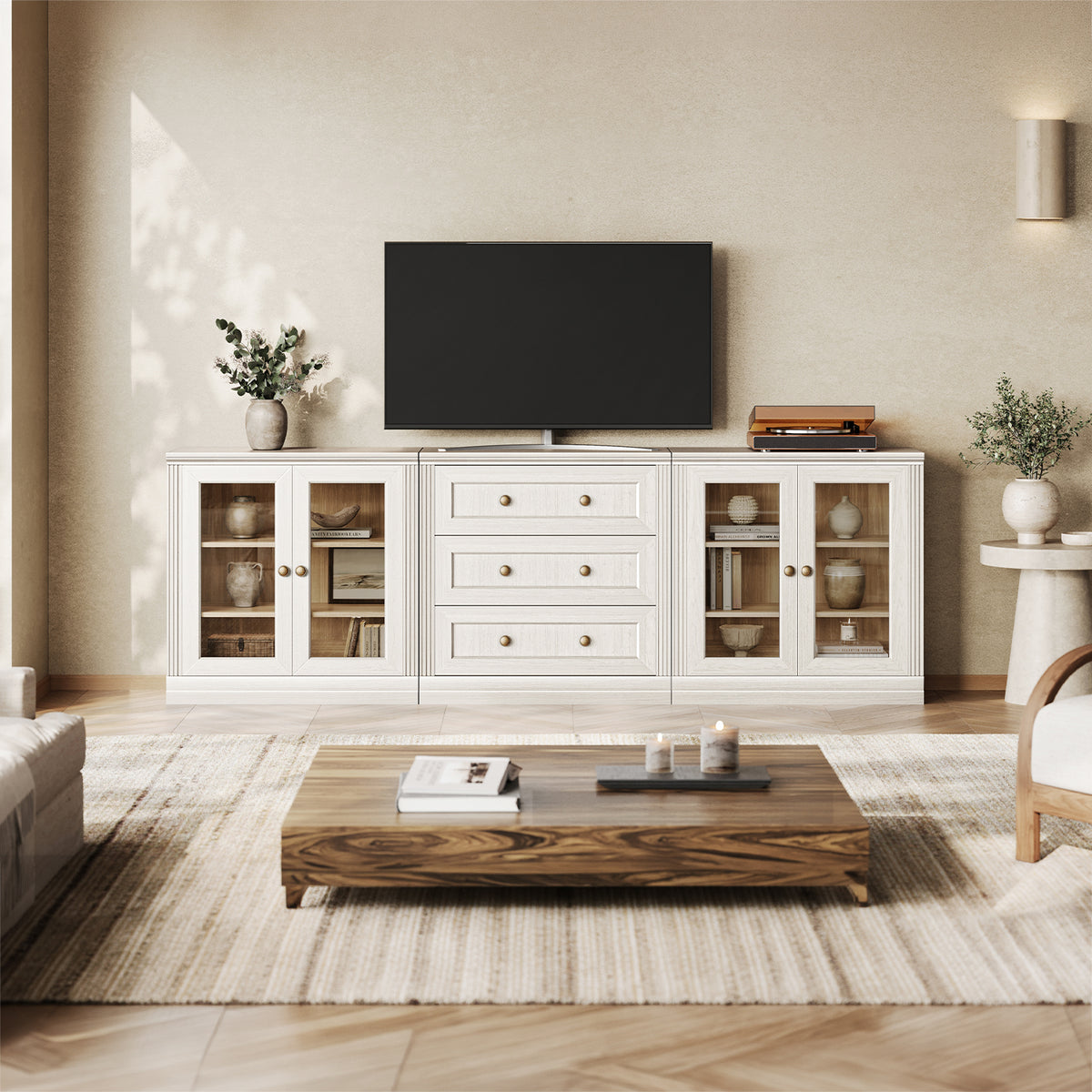 MONOS 3-Piece Modular Base Cabinet Set – Display + Drawer + Display