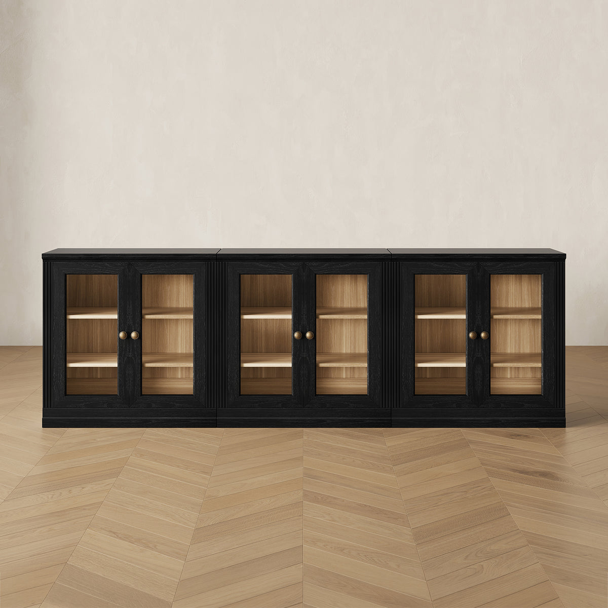 MONOS 3-piece base cabinet set in Black, front view