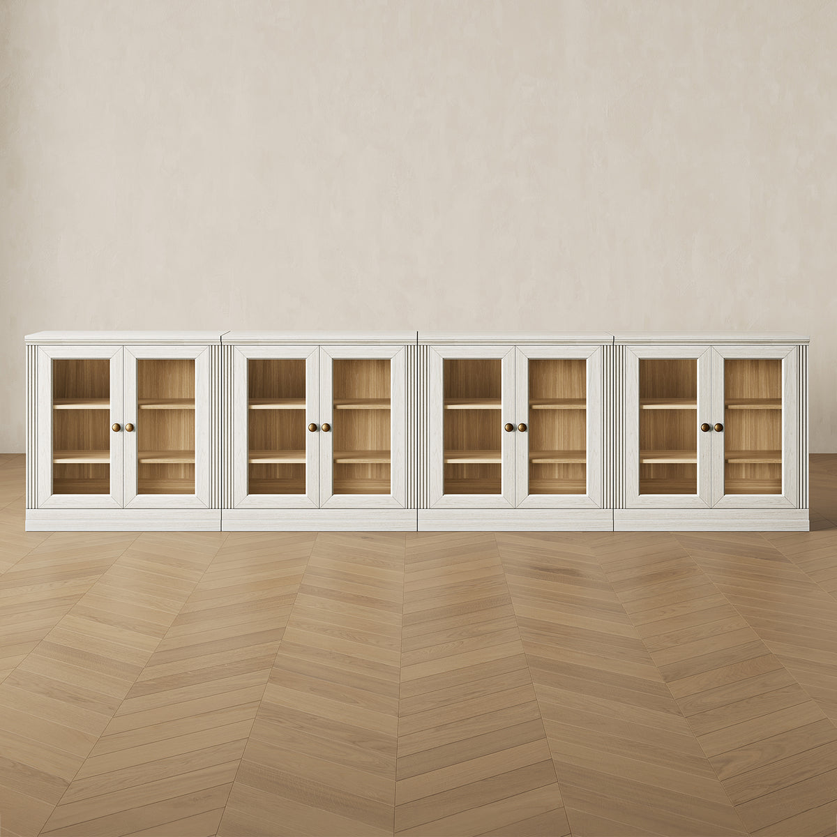 MONOS 4-piece base cabinet set in White, front view