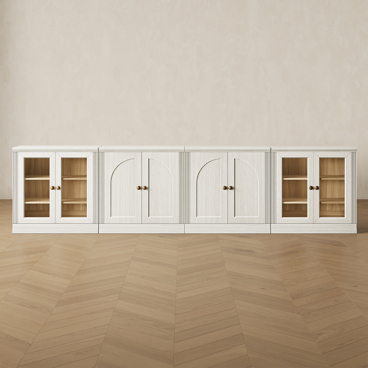 MONOS 4-piece base cabinet set in White, front view