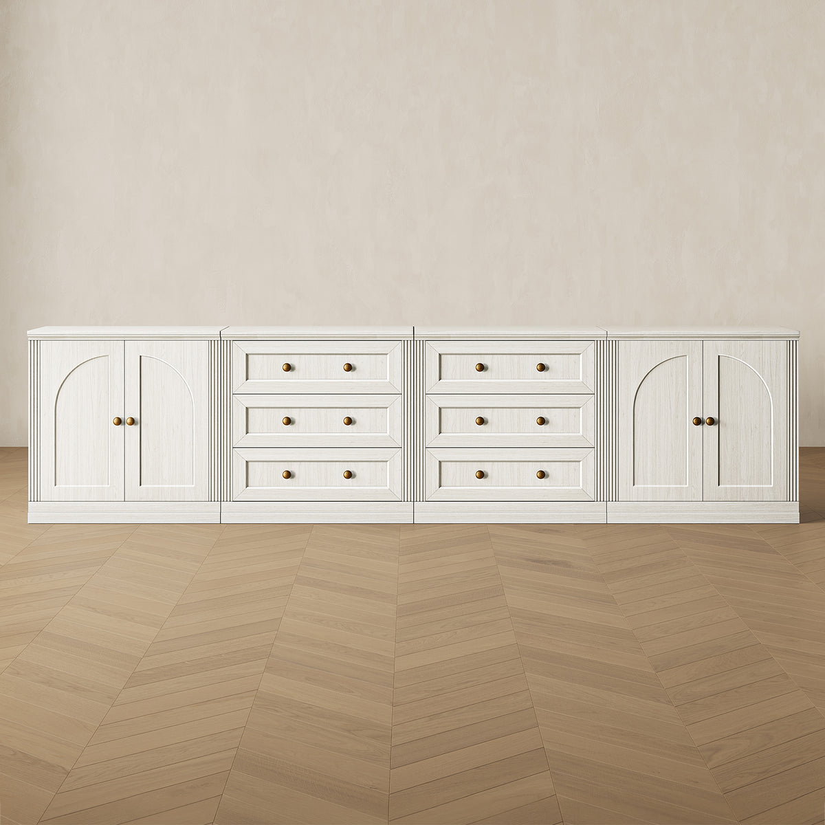 MONOS 4-piece base cabinet set in White, front view