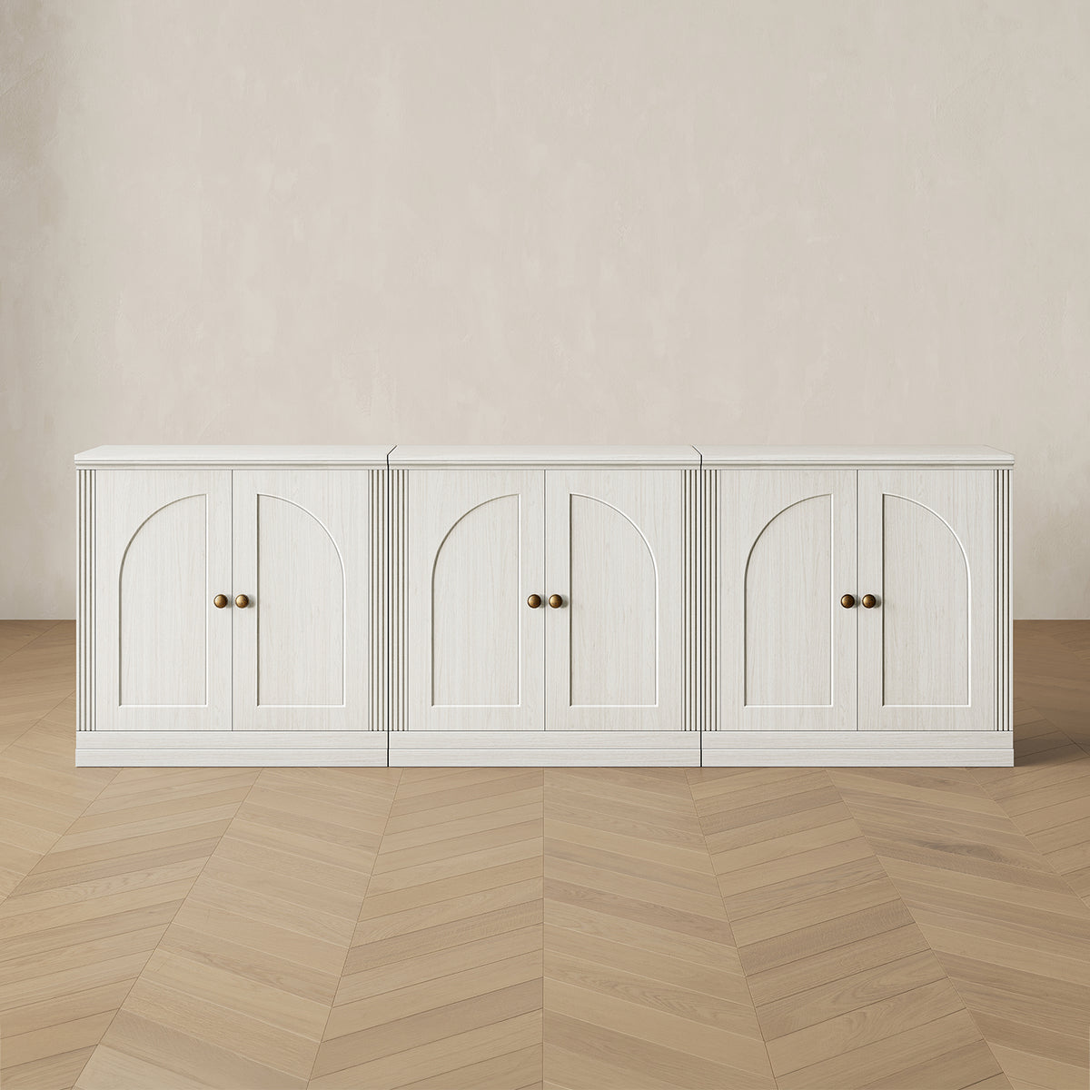 MONOS 3-piece base cabinet set in White, front view