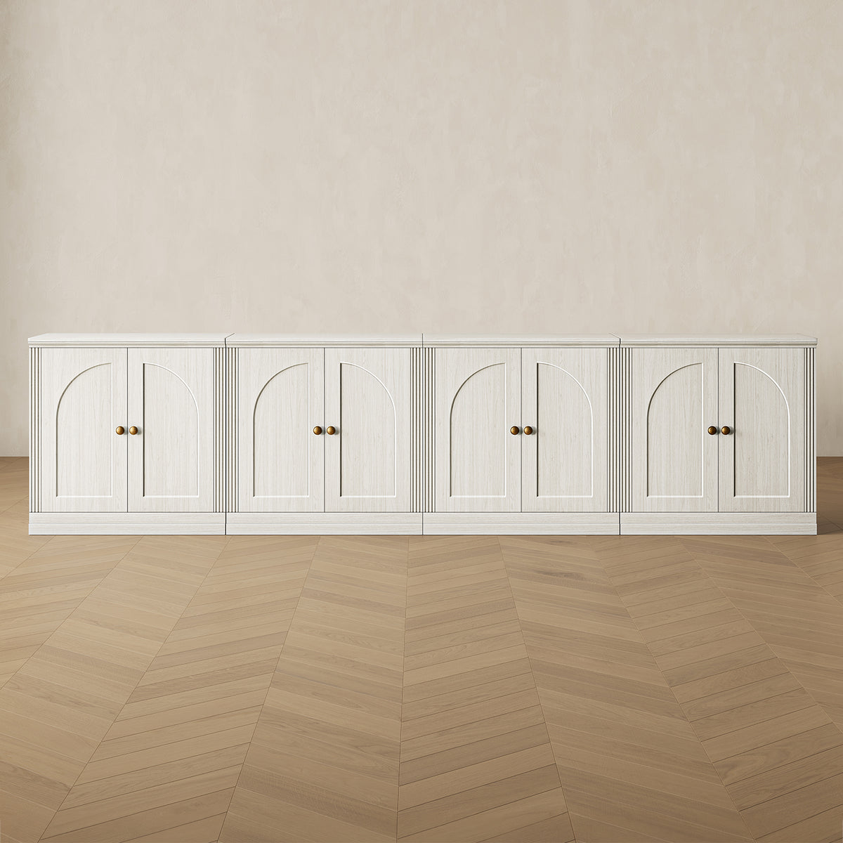 MONOS 4-piece base cabinet set in White, front view