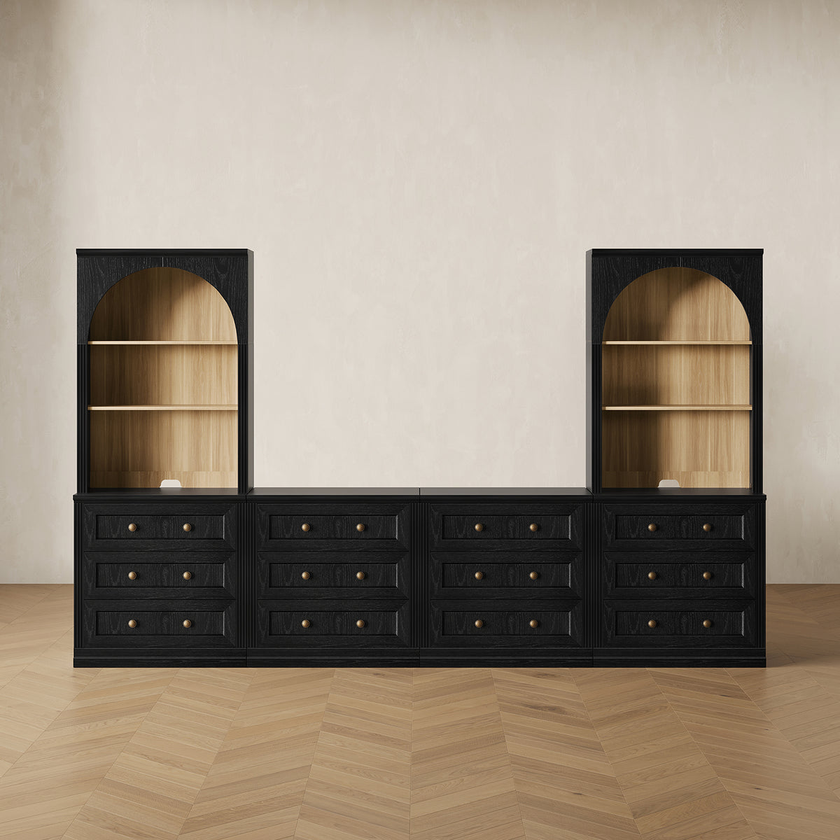 MONOS 4-piece cabinet set in Black, front view