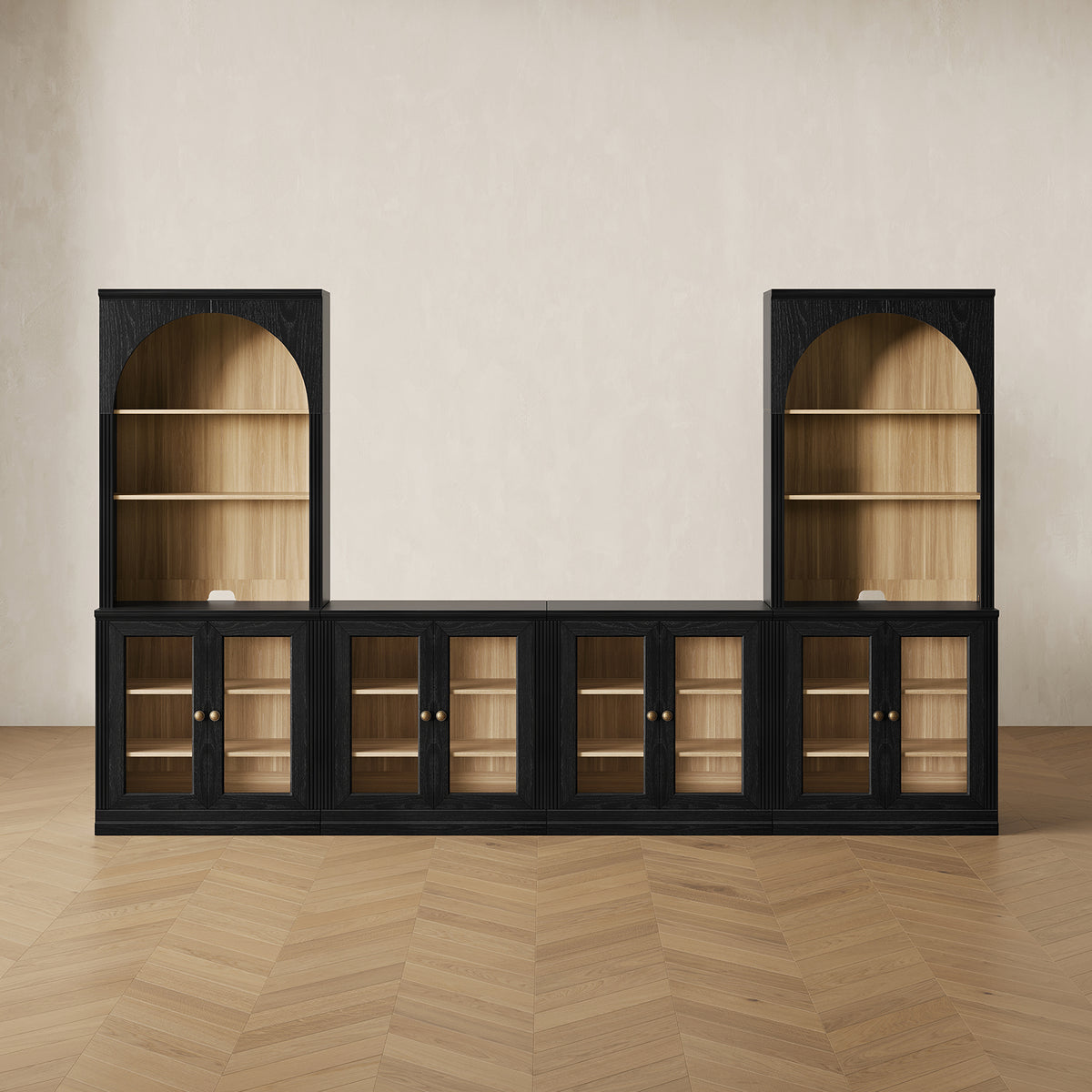 MONOS 4-piece cabinet set in Black, front view