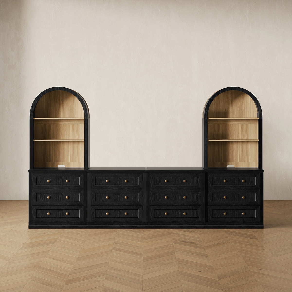 MONOS 4-piece cabinet set in Black, front view