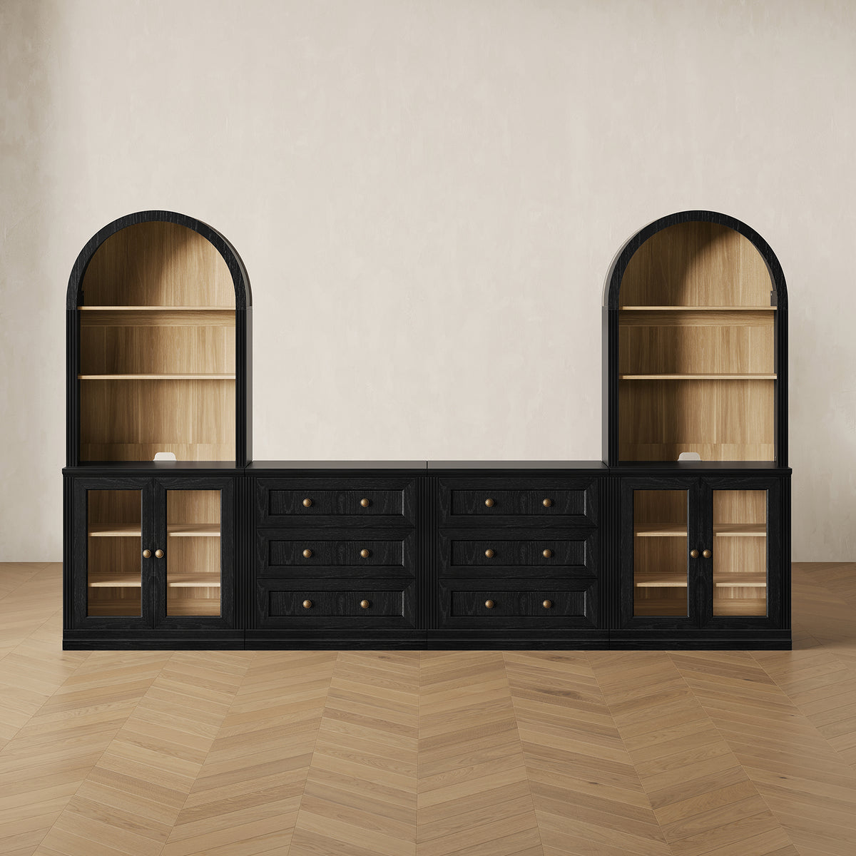 MONOS 4-piece cabinet set in Black, front view