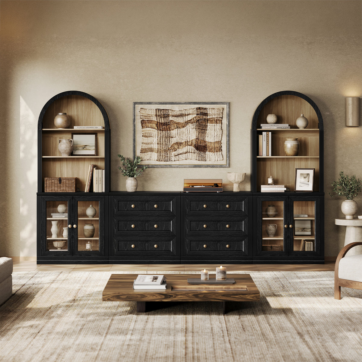 MONOS 4-Piece Cabinet Set 30 – Arched Display + Drawer Base