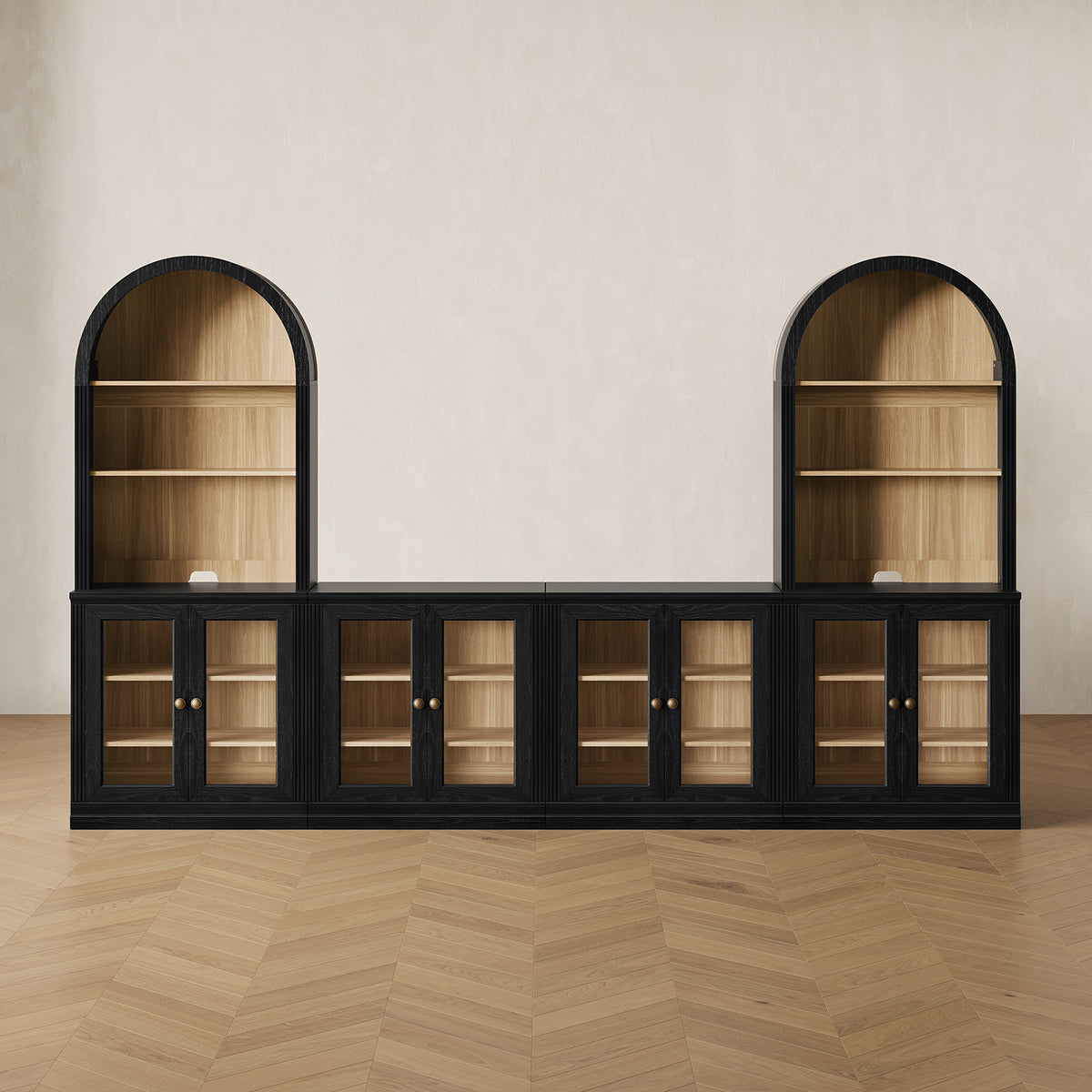 MONOS 4-piece cabinet set in Black, front view