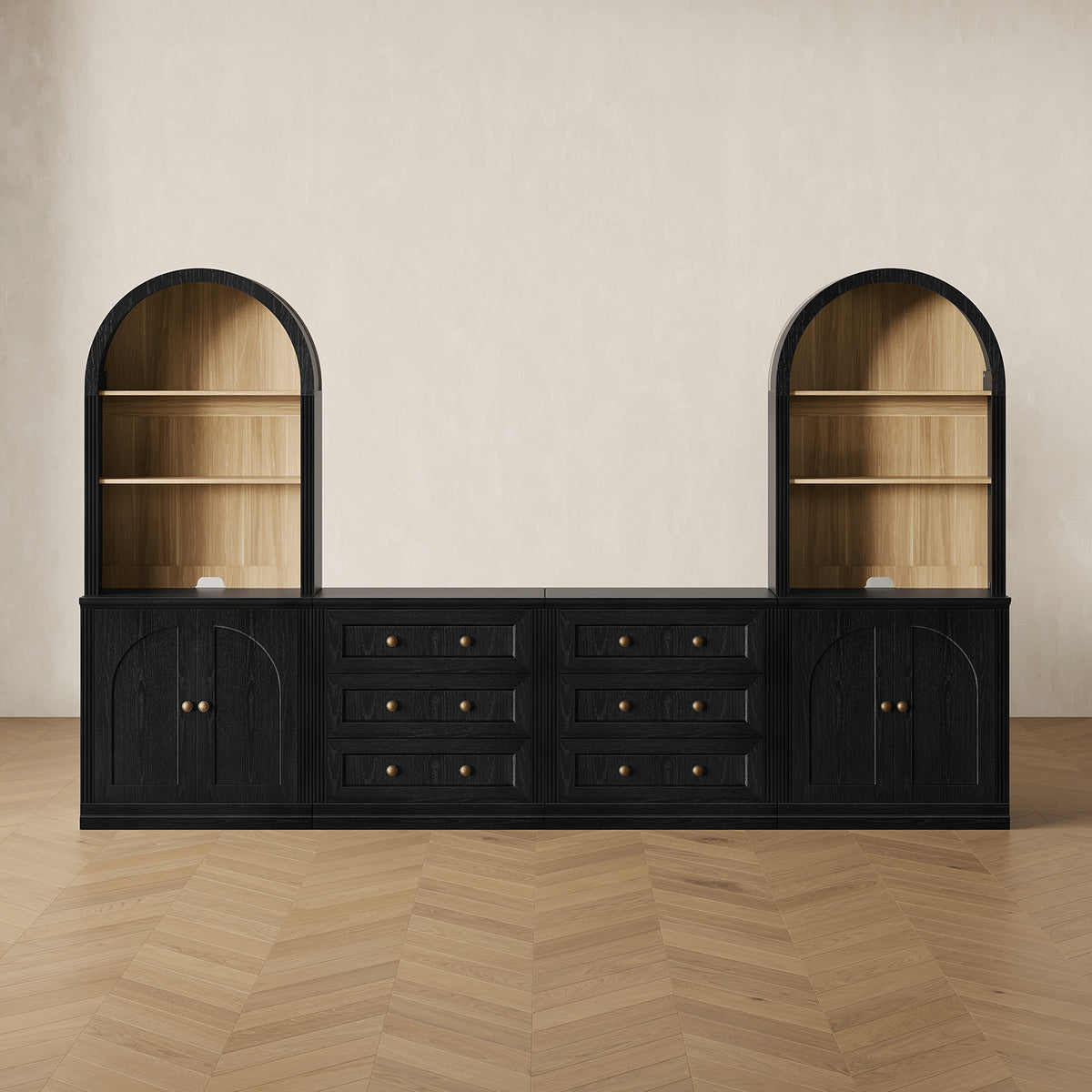 MONOS 4-piece cabinet set in Black, front view