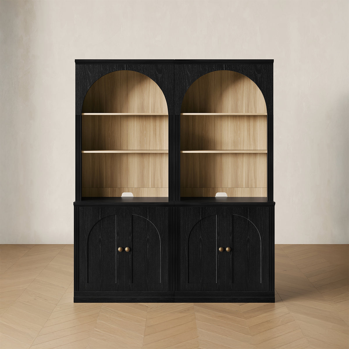 MONOS 2-piece tall cabinet set in Black, front view