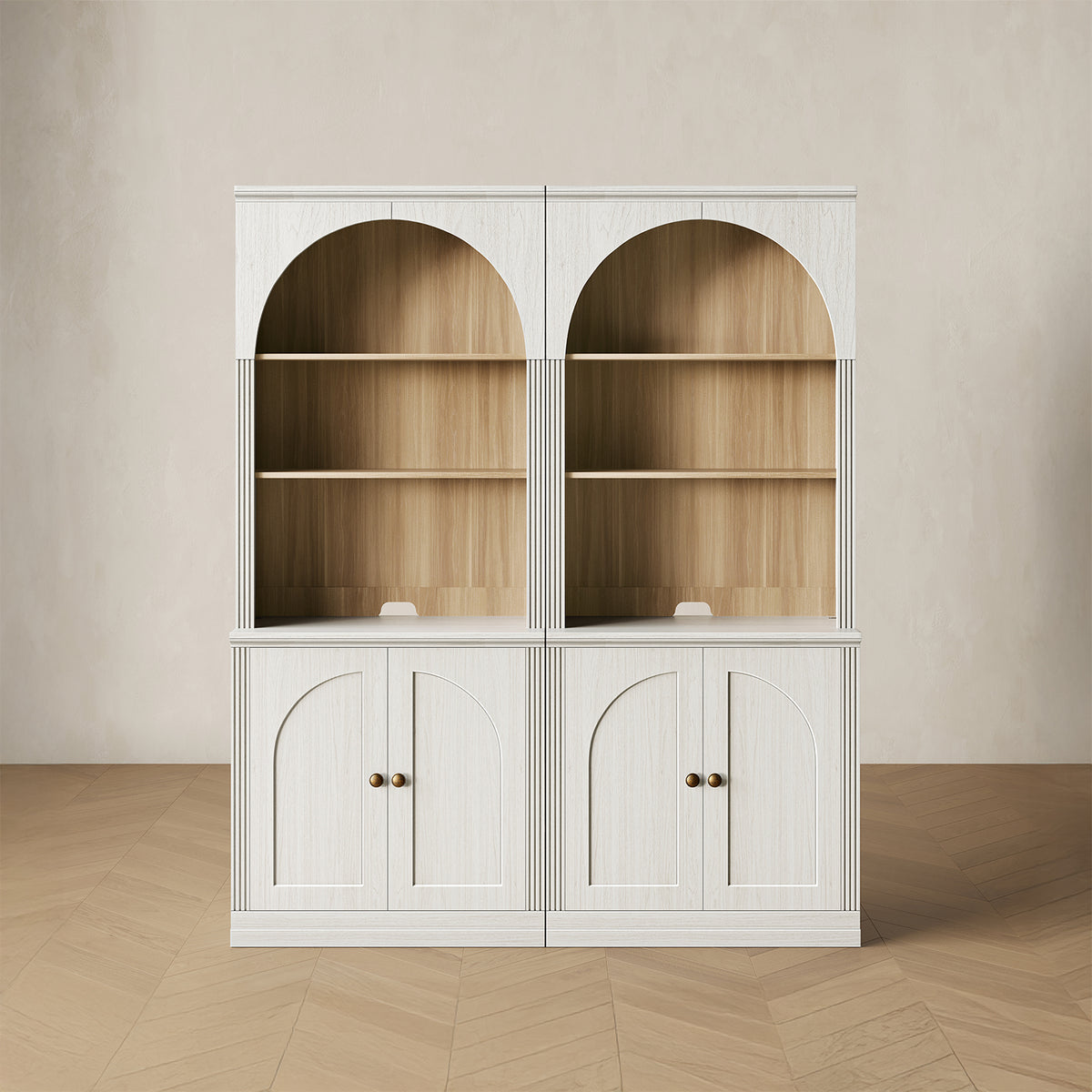 MONOS 2-piece tall cabinet set in White, front view