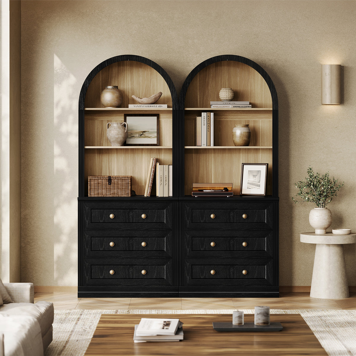 MONOS 2-Piece Arched Tall Cabinet Set 23 – Drawer