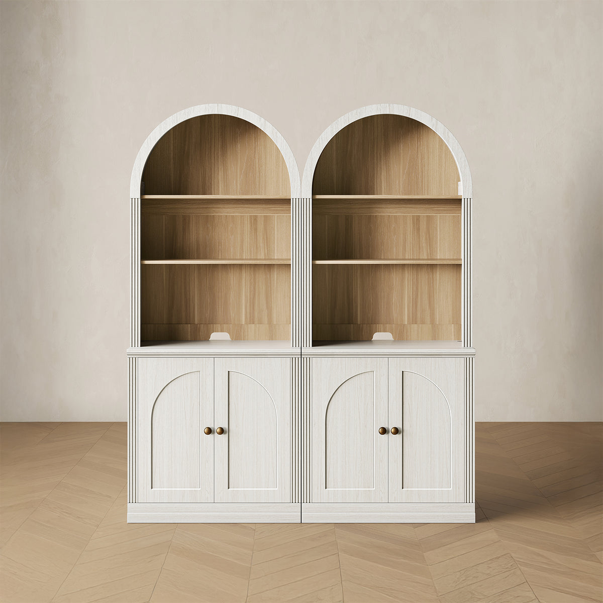 MONOS 2-piece tall cabinet set in White, front view