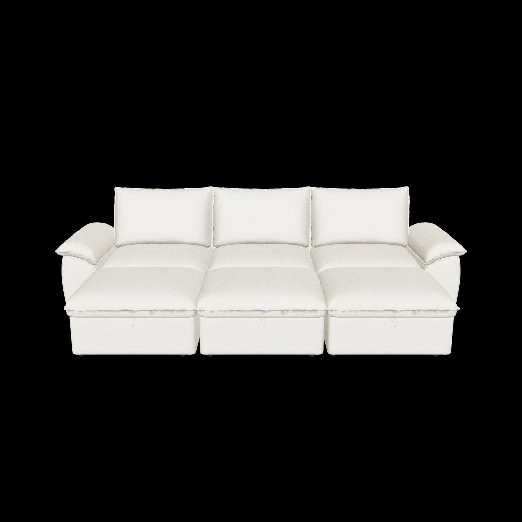 SOMA Origins II 6 Seat Sleeper Nap Armrests 3 Ottomans Oat Beige Sofa 3D Model