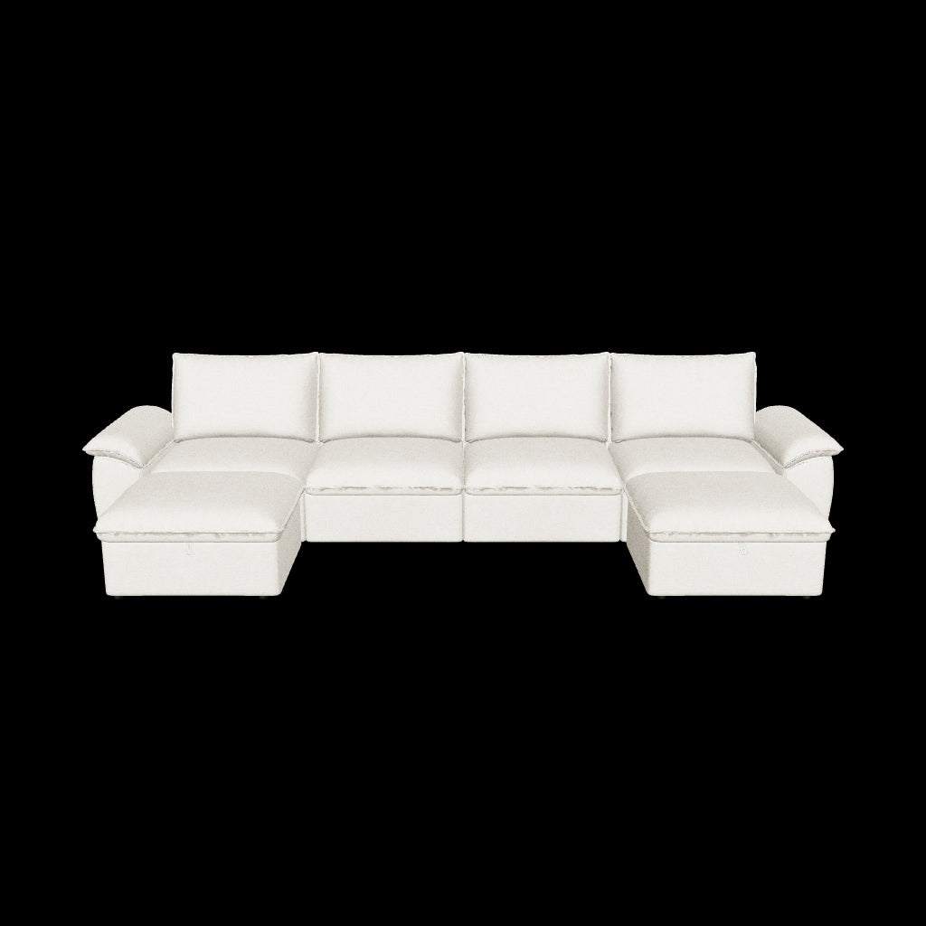 SOMA Origins II 6 Seat U-shaped Nap Armrests 2 Ottomans Oat Beige L-Shaped Sofa 3D Model