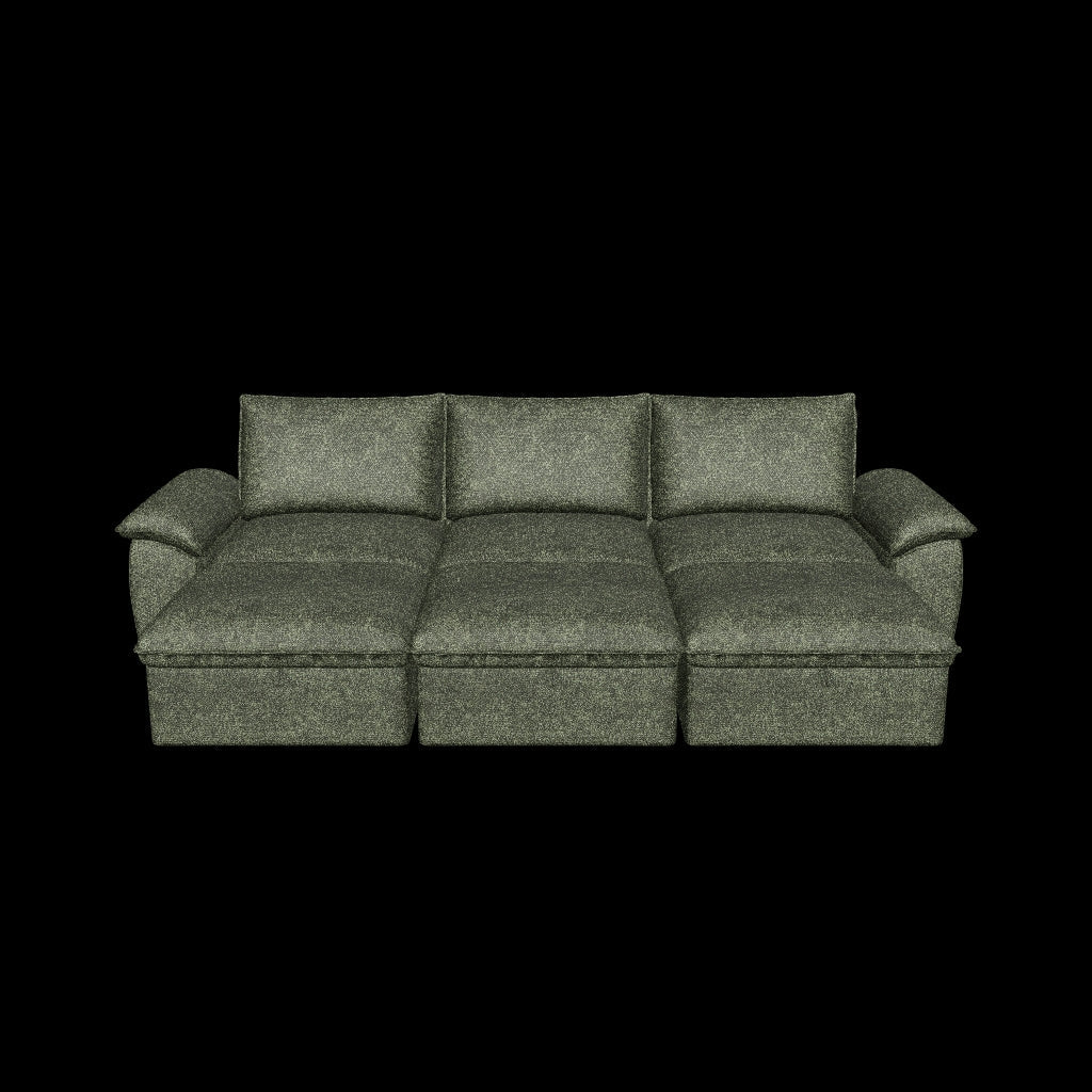 SOMA Origins II 6 Seat Sleeper Nap Armrests 3 Ottomans Forest Green Sofa 3D Model