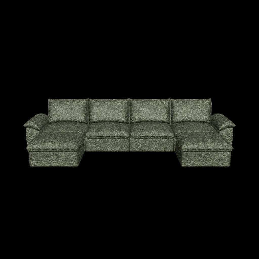 SOMA Origins II 6 Seat U-shaped Nap Armrests 2 Ottomans Forest Green L-Shaped Sofa 3D Model