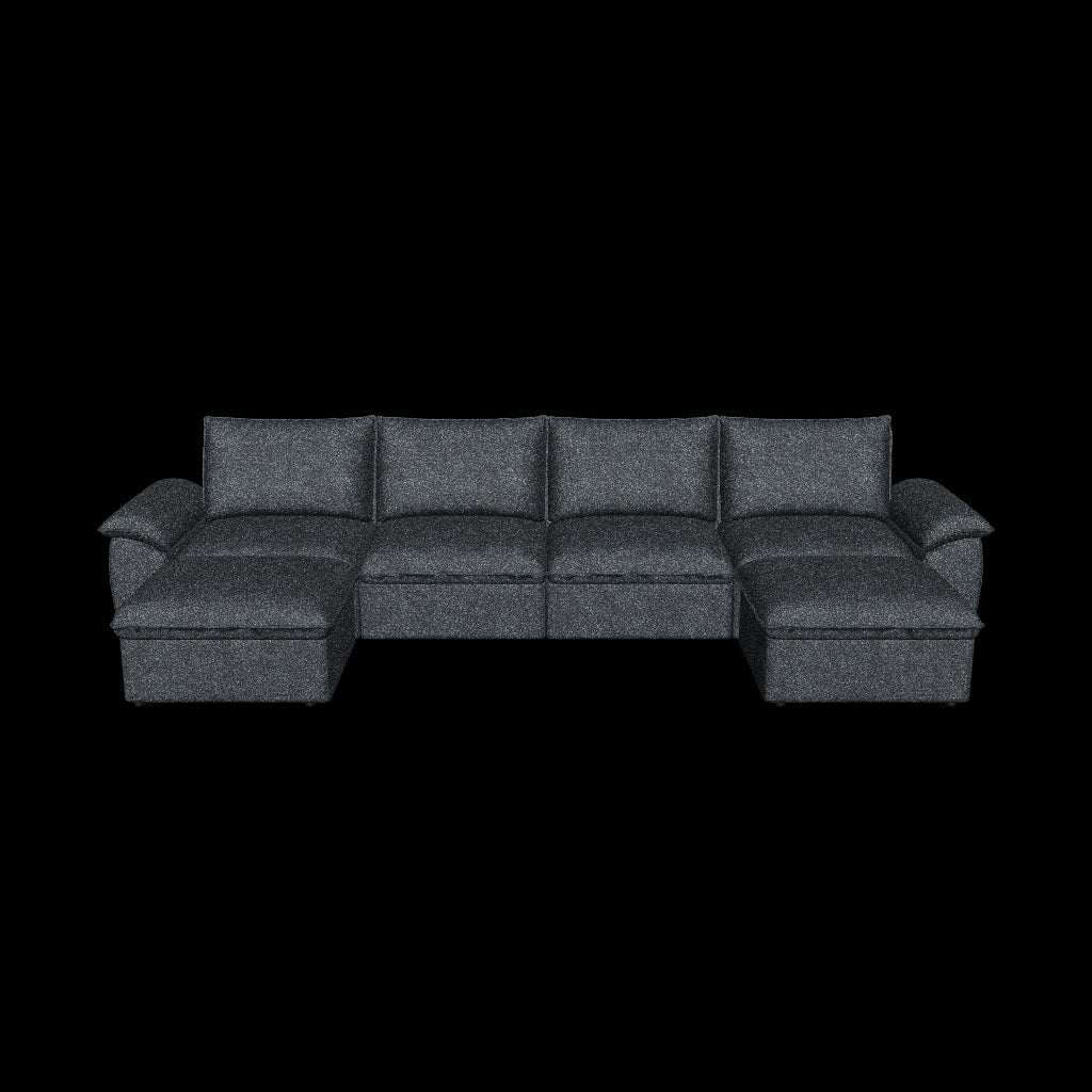 SOMA Origins II 6 Seat U-shaped Nap Armrests 2 Ottomans Charcoal Gray L-Shaped Sofa 3D Model